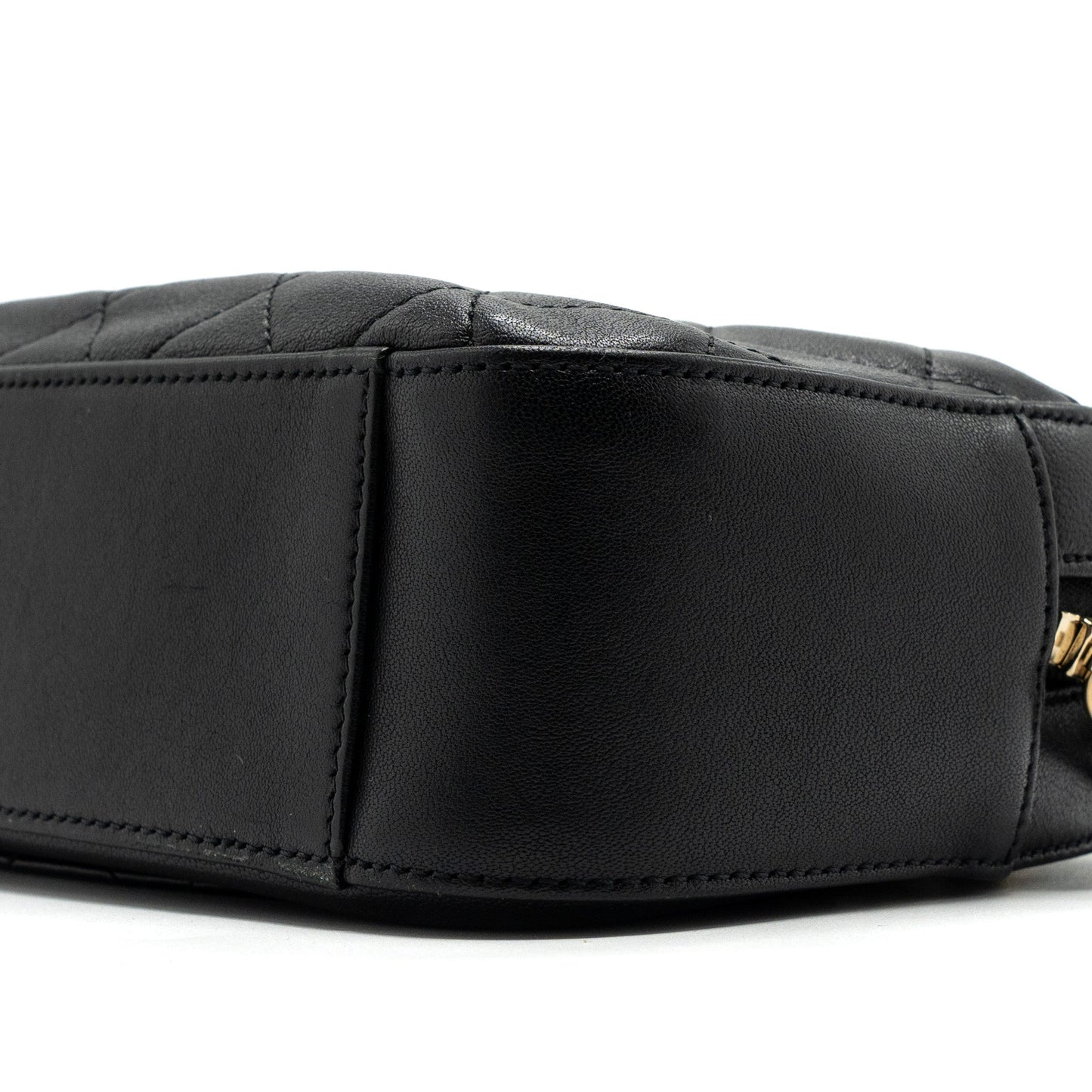 Chanel CC chain logo camera bag lambskin black GHW