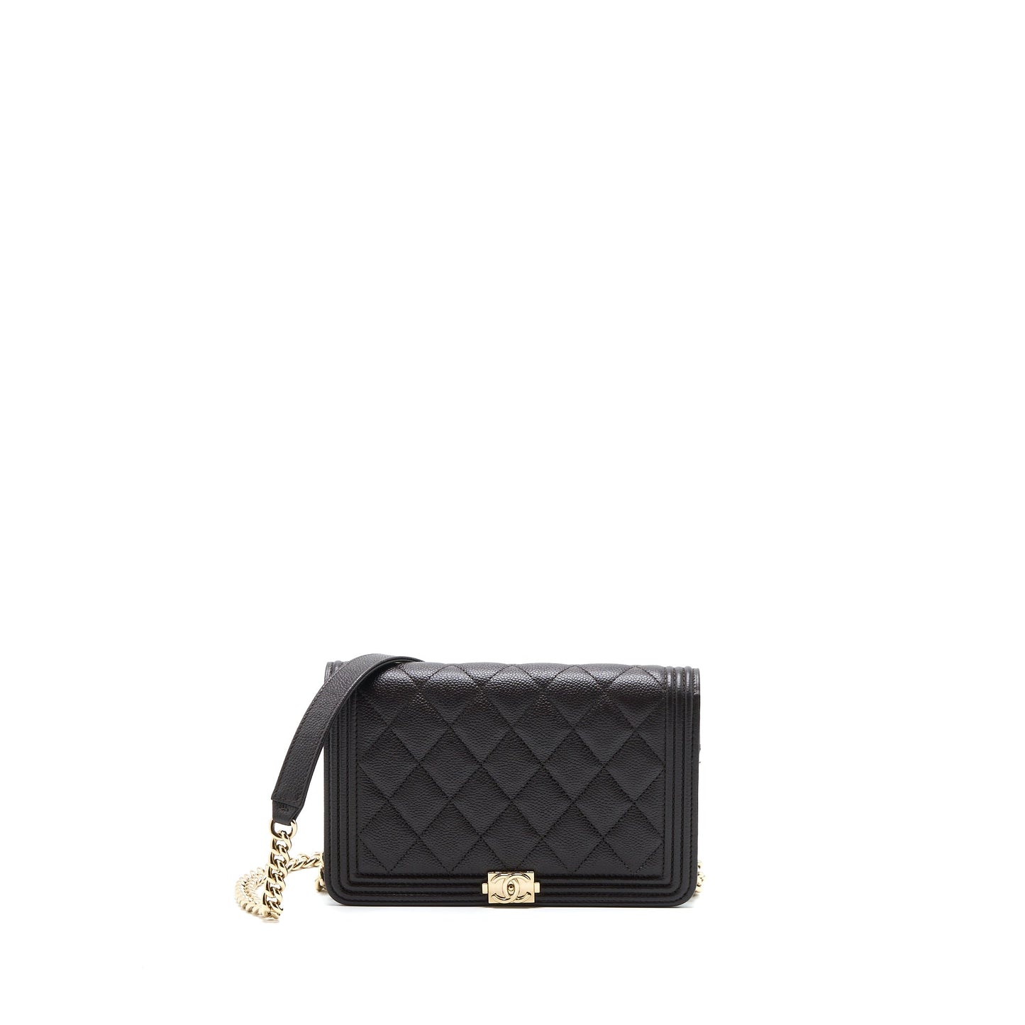 Chanel Boy Wallet On Chain Grained Calfskin Brown LGHW (Microchip)