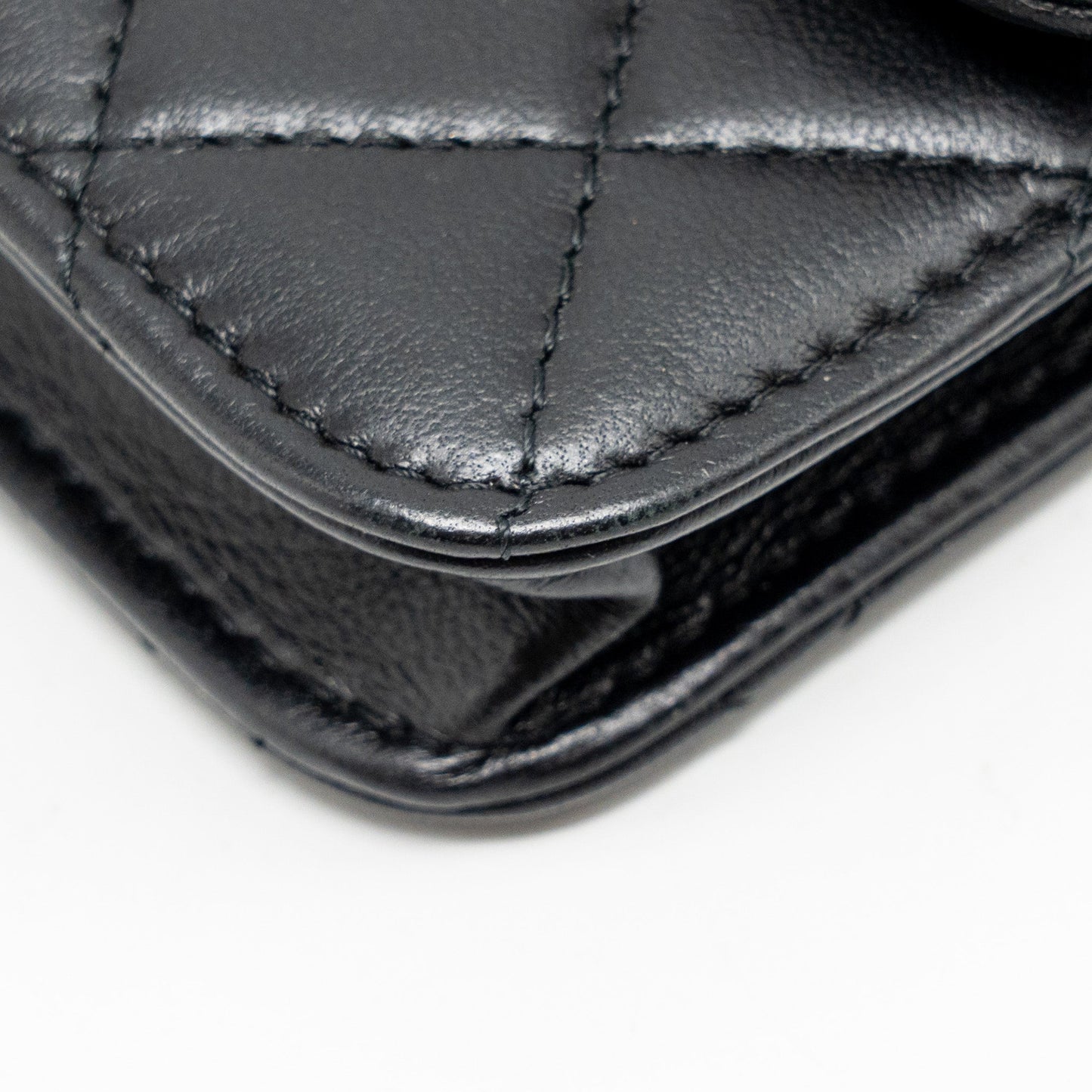 Chanel Zirconium Flap Clutch/Card Holder with Chain Lambskin Black GHW