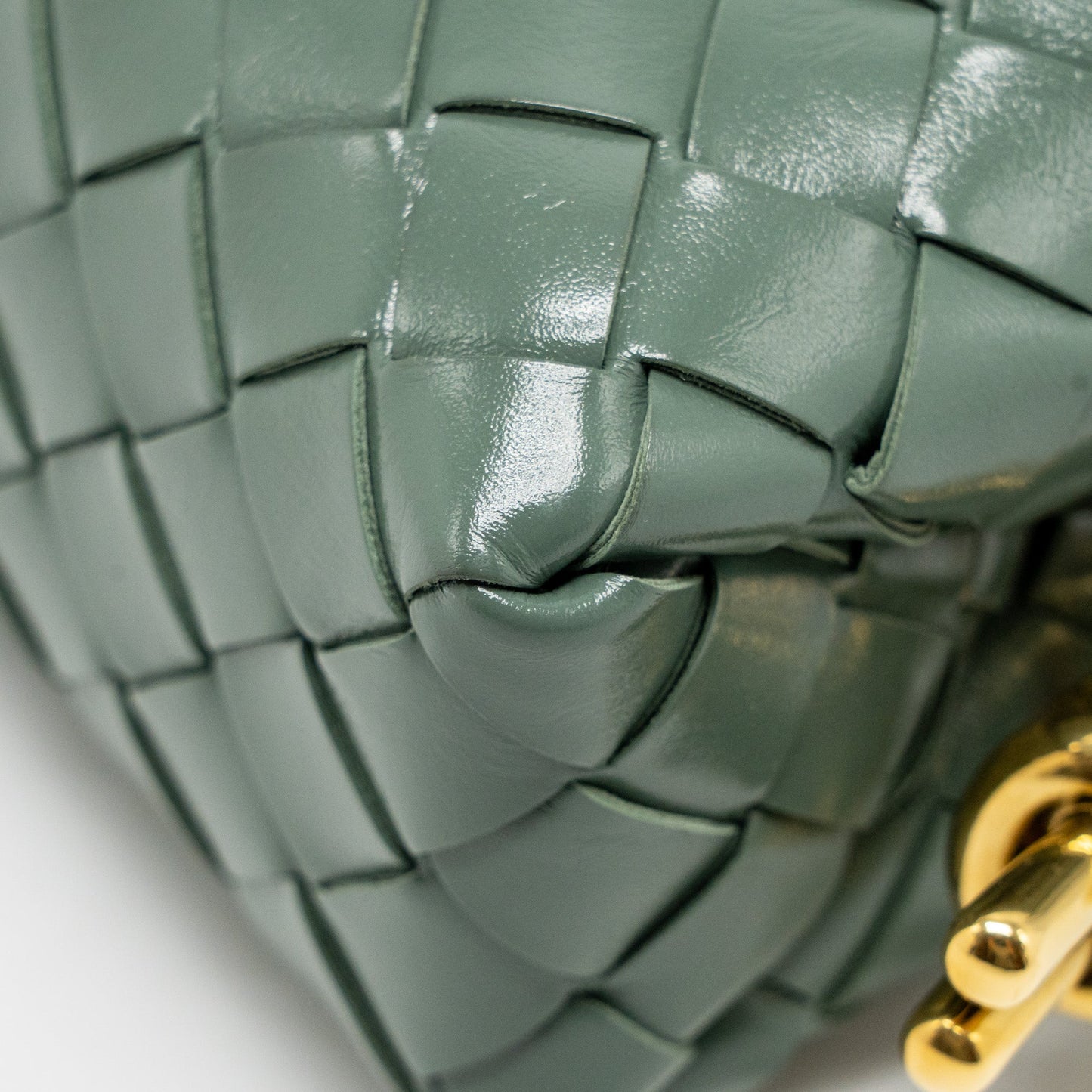 Bottega Veneta Mini Loop Bag Metal Knots Calfskin Green GHW