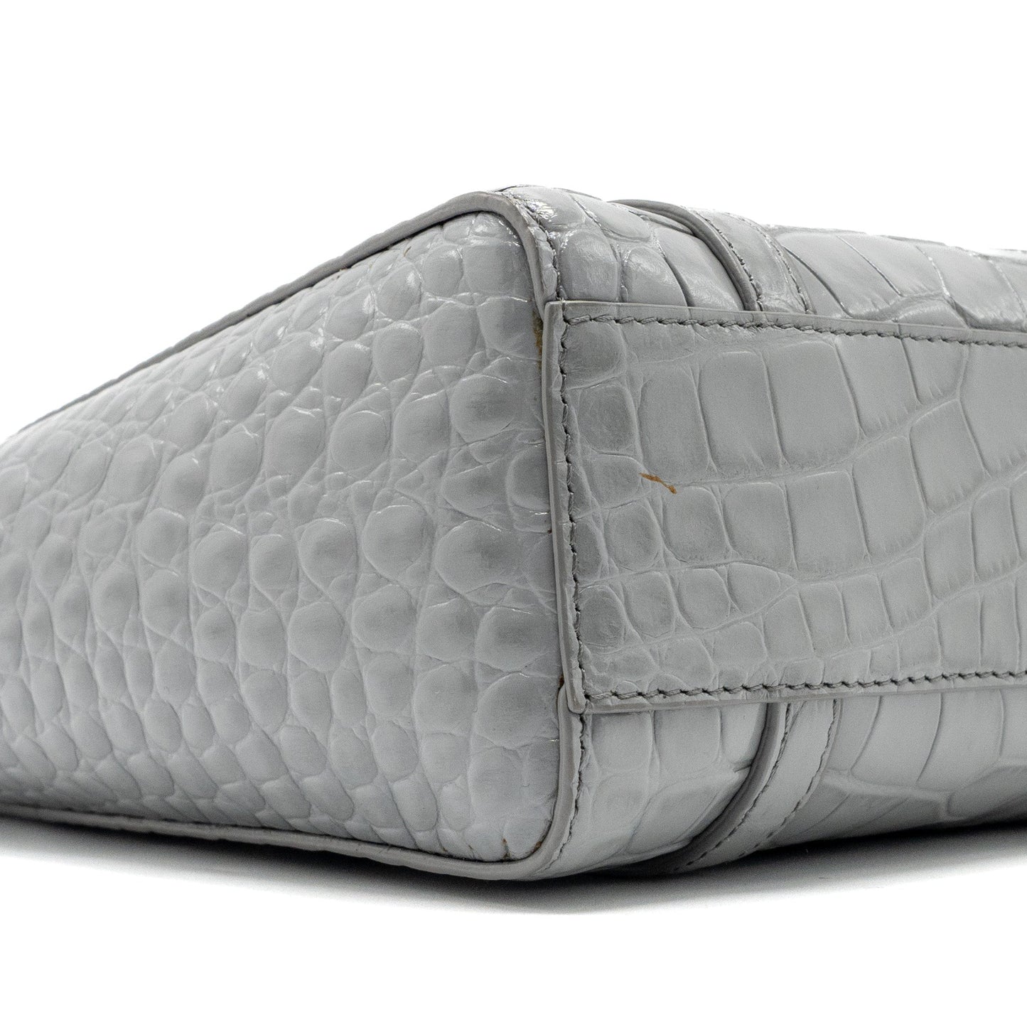 Balenciaga XXS Everyday Tote Bag CROC-EMBOSSED calfskin Grey SHW