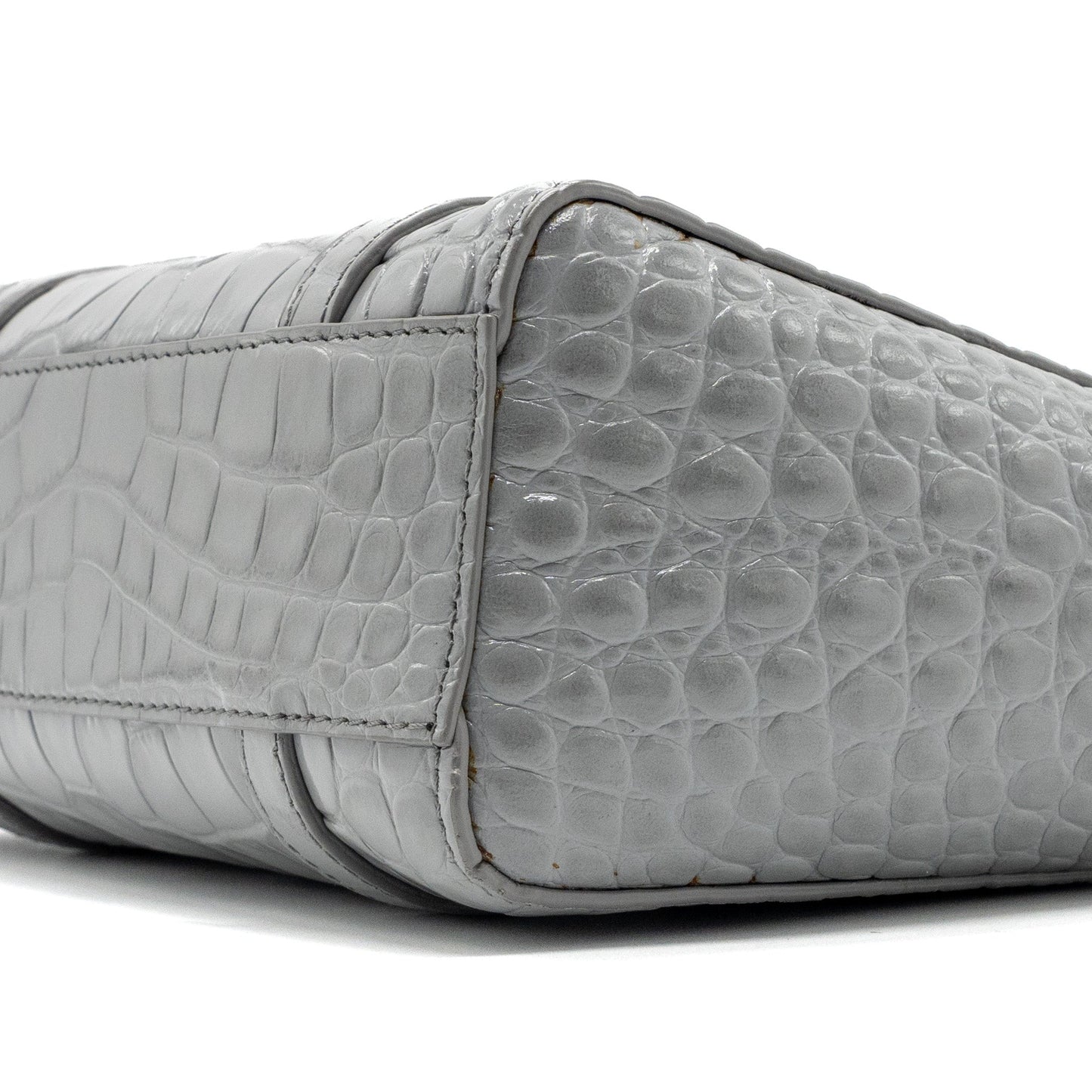Balenciaga XXS Everyday Tote Bag CROC-EMBOSSED calfskin Grey SHW