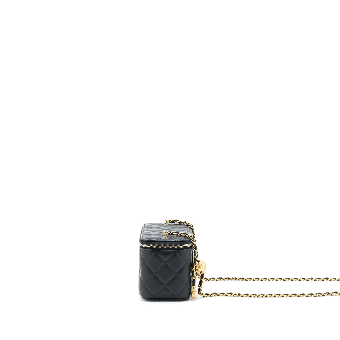Chanel 22B Pearl Crush Long Vanity with Chain Lambskin Black GHW (Microchip)