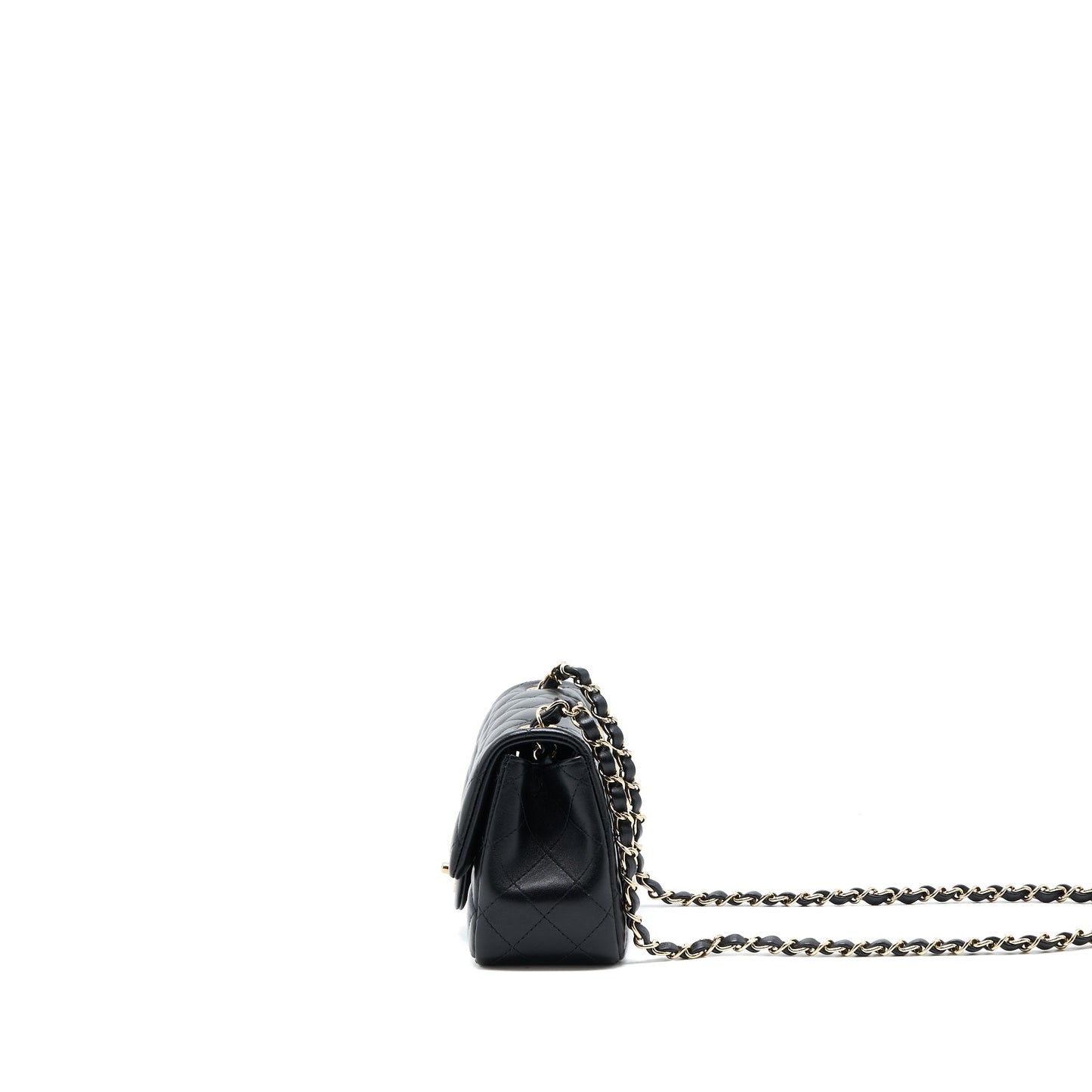 Chanel Classic Mini Square Flap Bag Lambskin Black LGHW (Microchip)