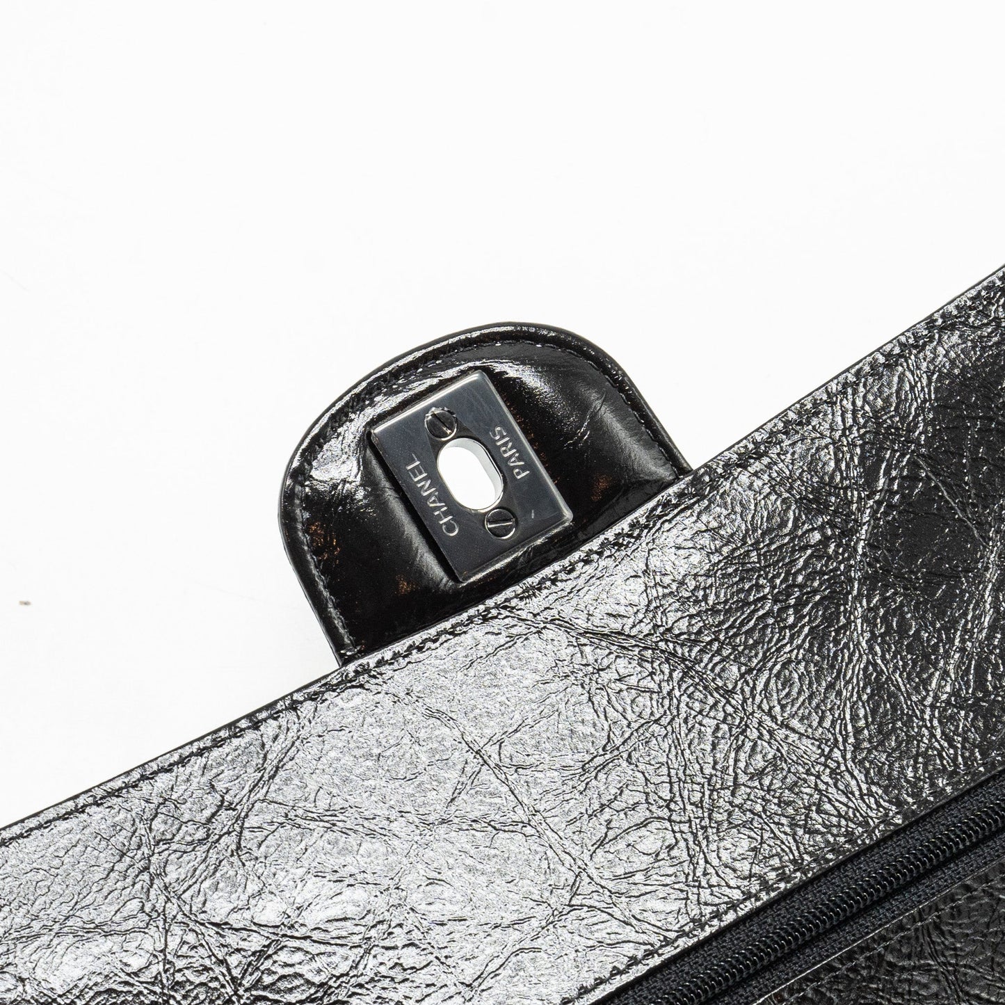 Chanel medium classic double flap bag shiny aged calfskin so black