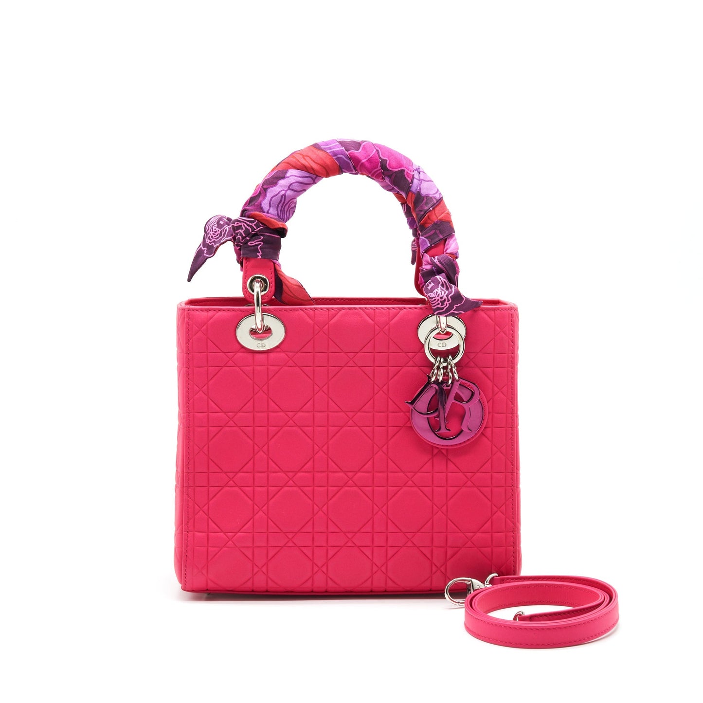 Christian Luxury Dior LADY Luxury Dior HOT PINK IN METALLIC PINK HARDWARE