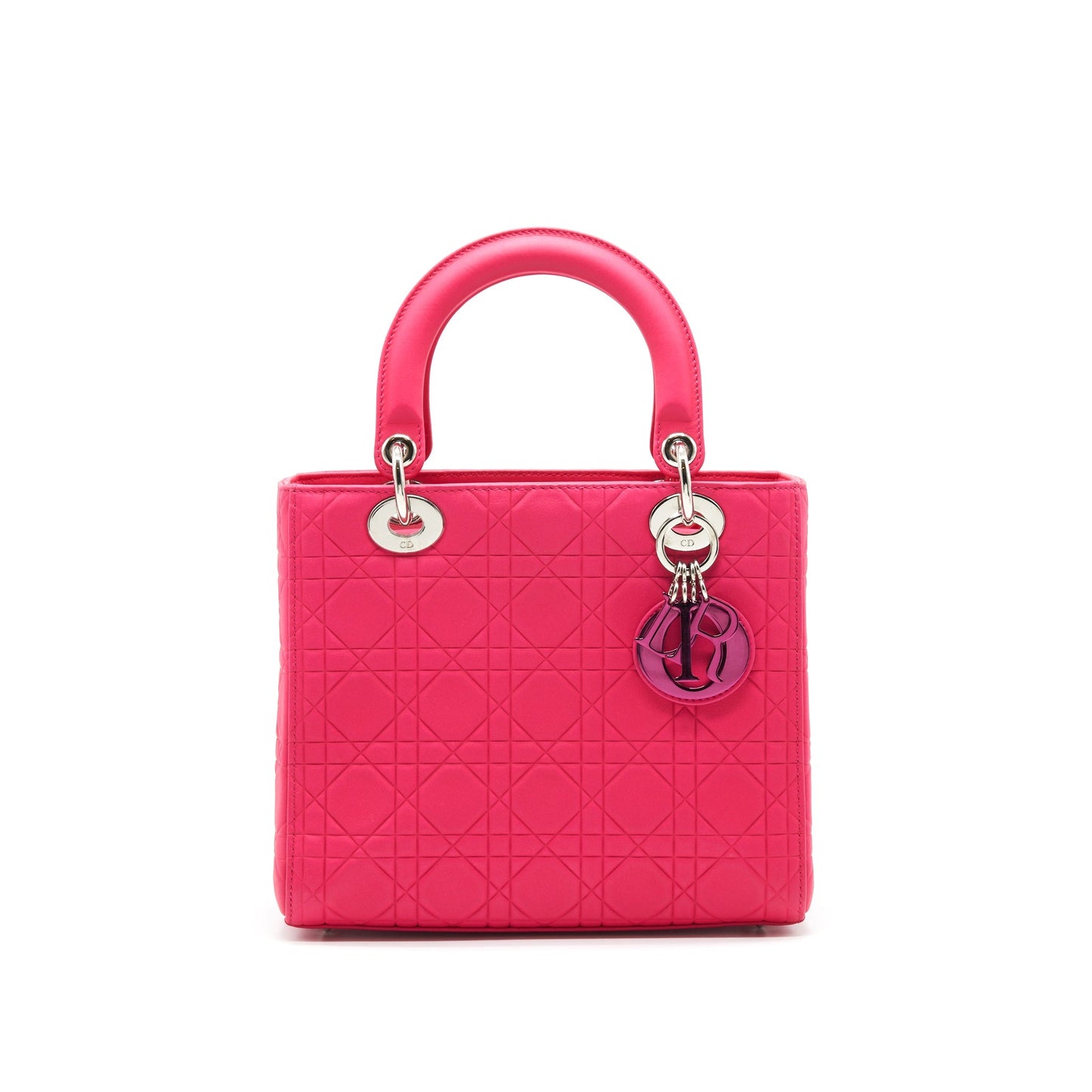 Christian Luxury Dior LADY Luxury Dior HOT PINK IN METALLIC PINK HARDWARE
