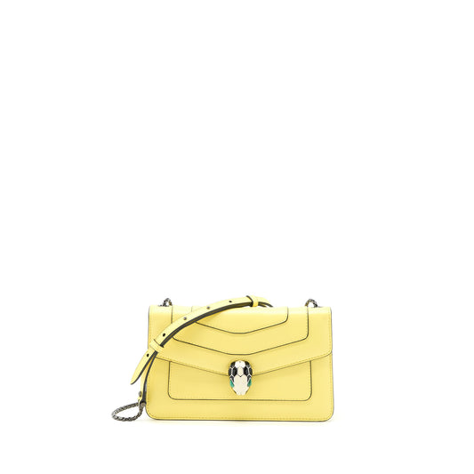 Bvlgari Serpenti Forever Crossbody Bag Calfskin Yellow Black Hardware