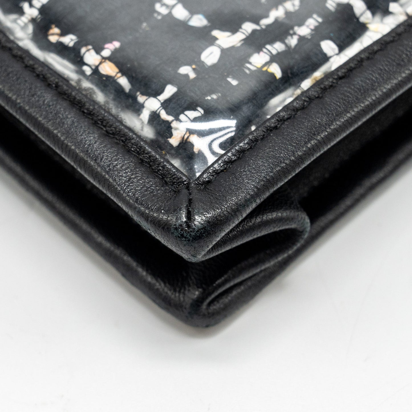 Chanel Letter Logo Clutch Bag Tweed PVC/Lambskin Black LGHW