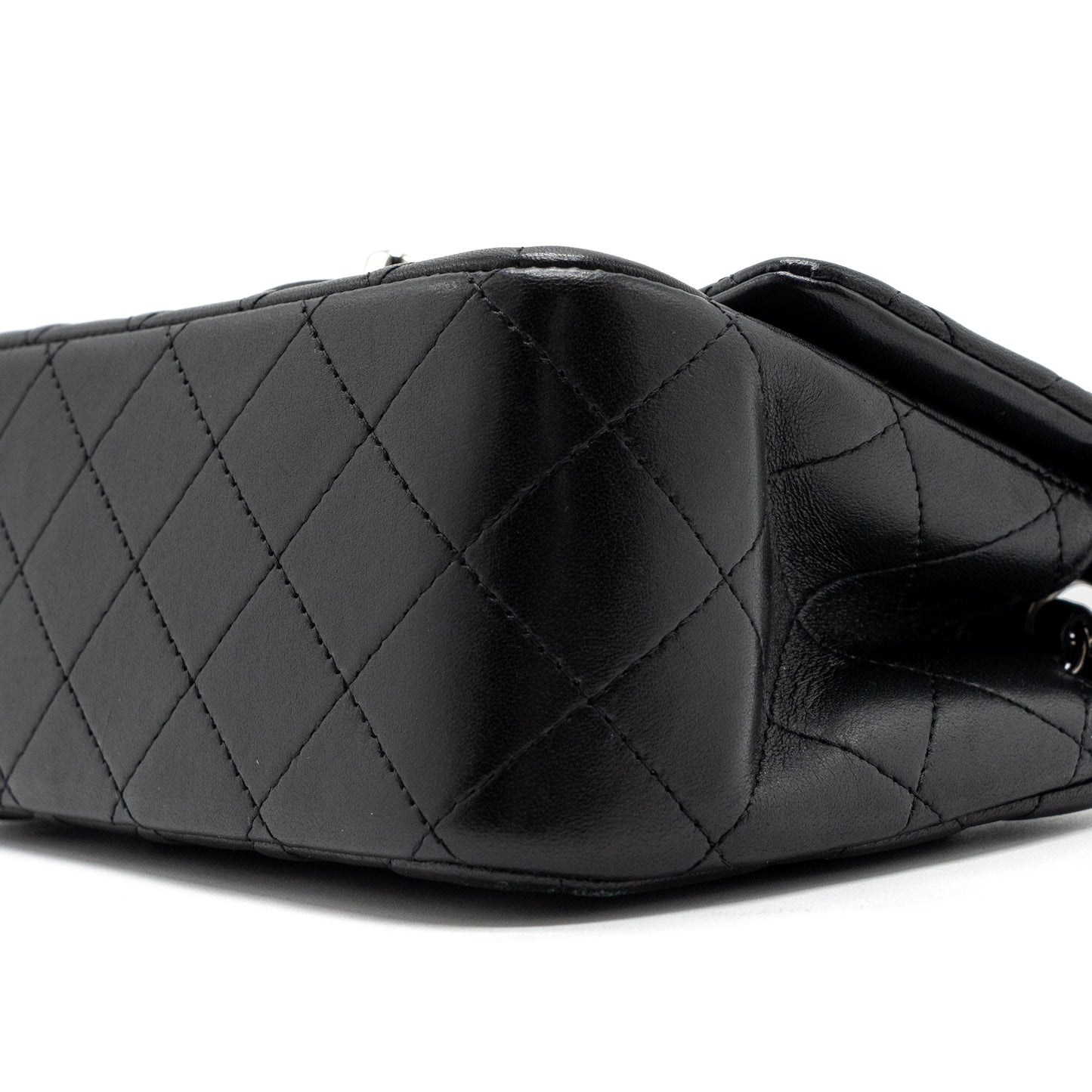 Chanel mini square flap bag lambskin black SHW