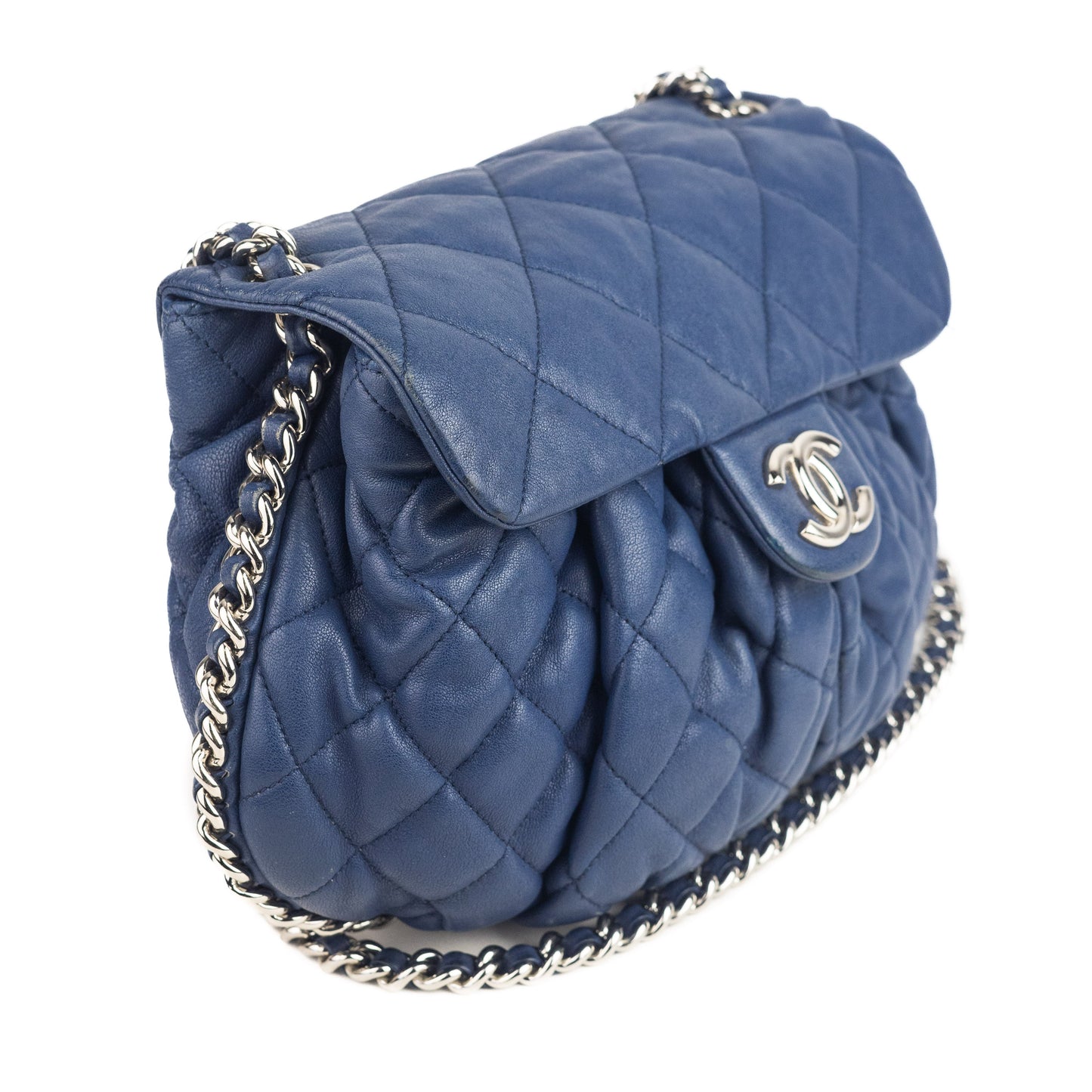 Chanel Washed Lambskin Quilted Large Chain Around Flap