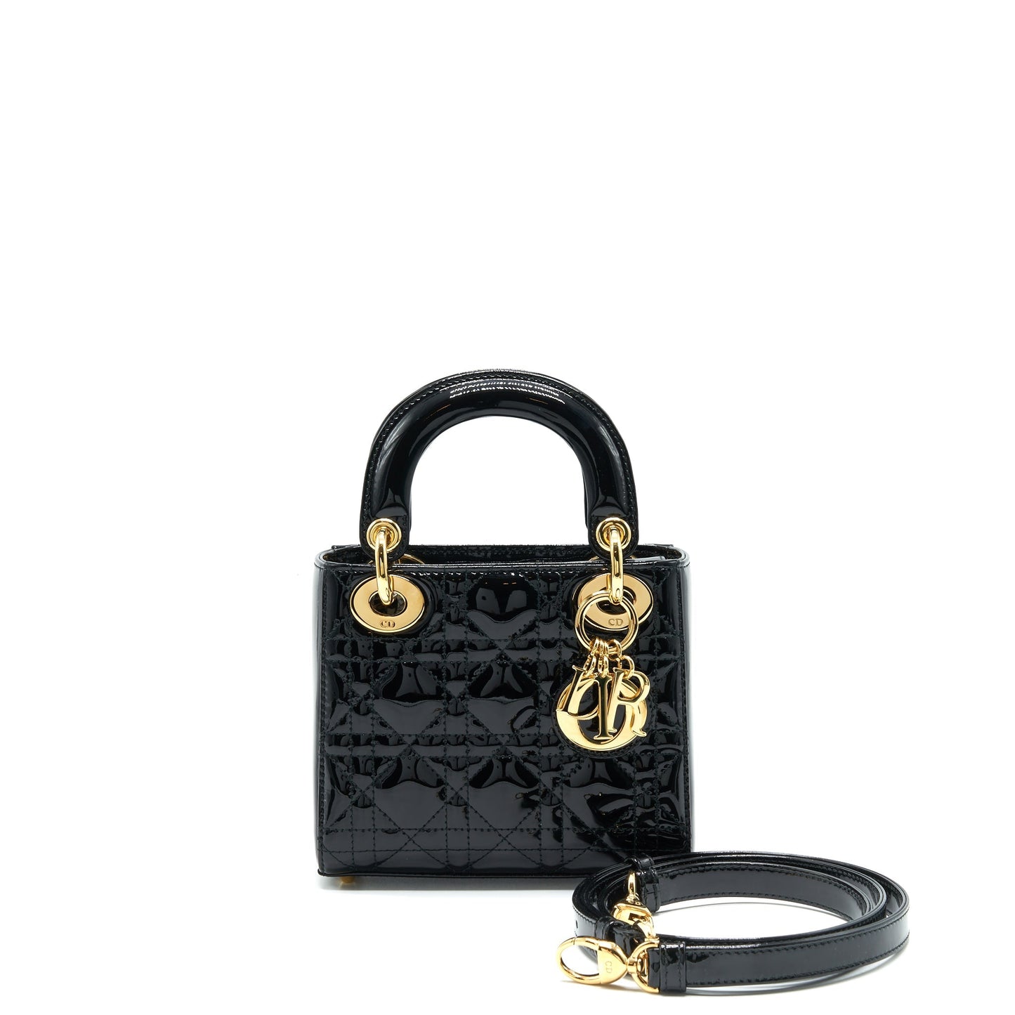 Luxury Dior Mini Lady Luxury Dior Patent Leather Black GHW
