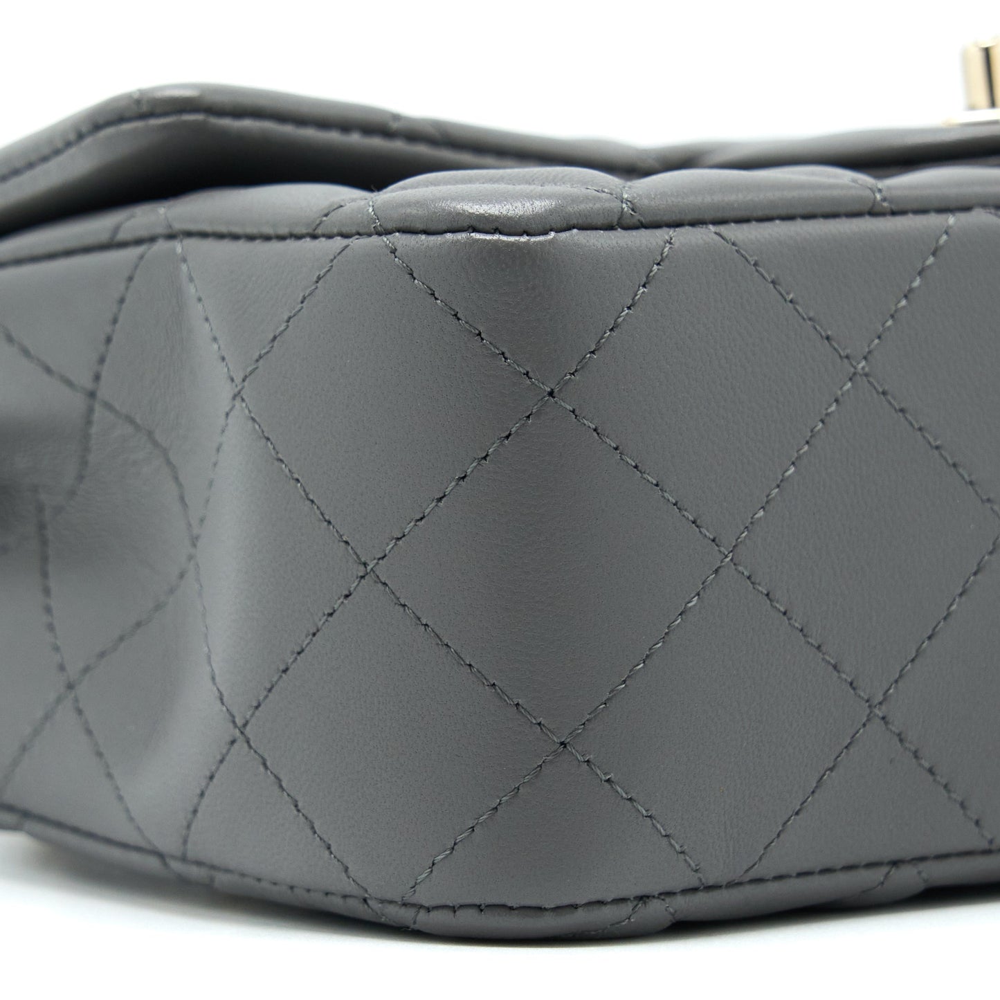 Chanel 22A Mini Rectangular Flap Bag Lambskin Grey LGHW (Microchip).
