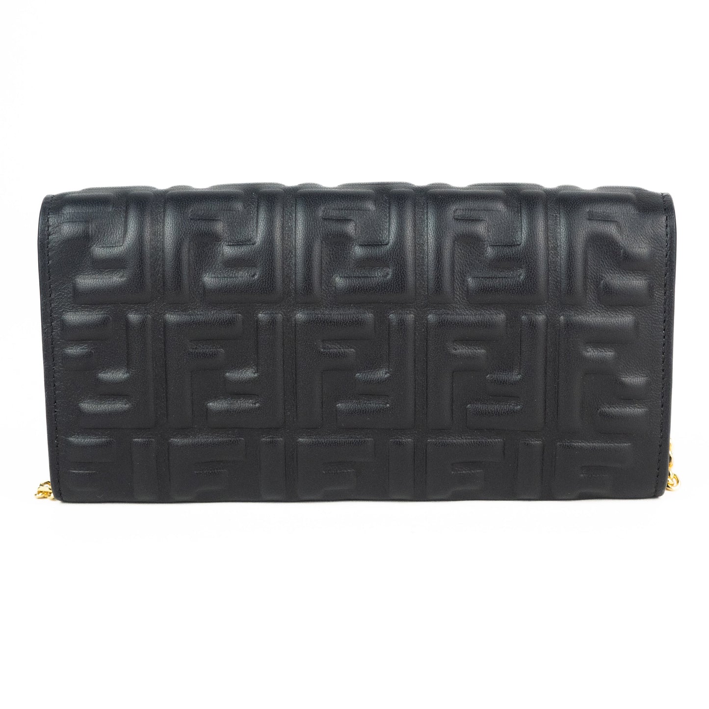 Fendi Continental Wallet on Chain in Black Leather