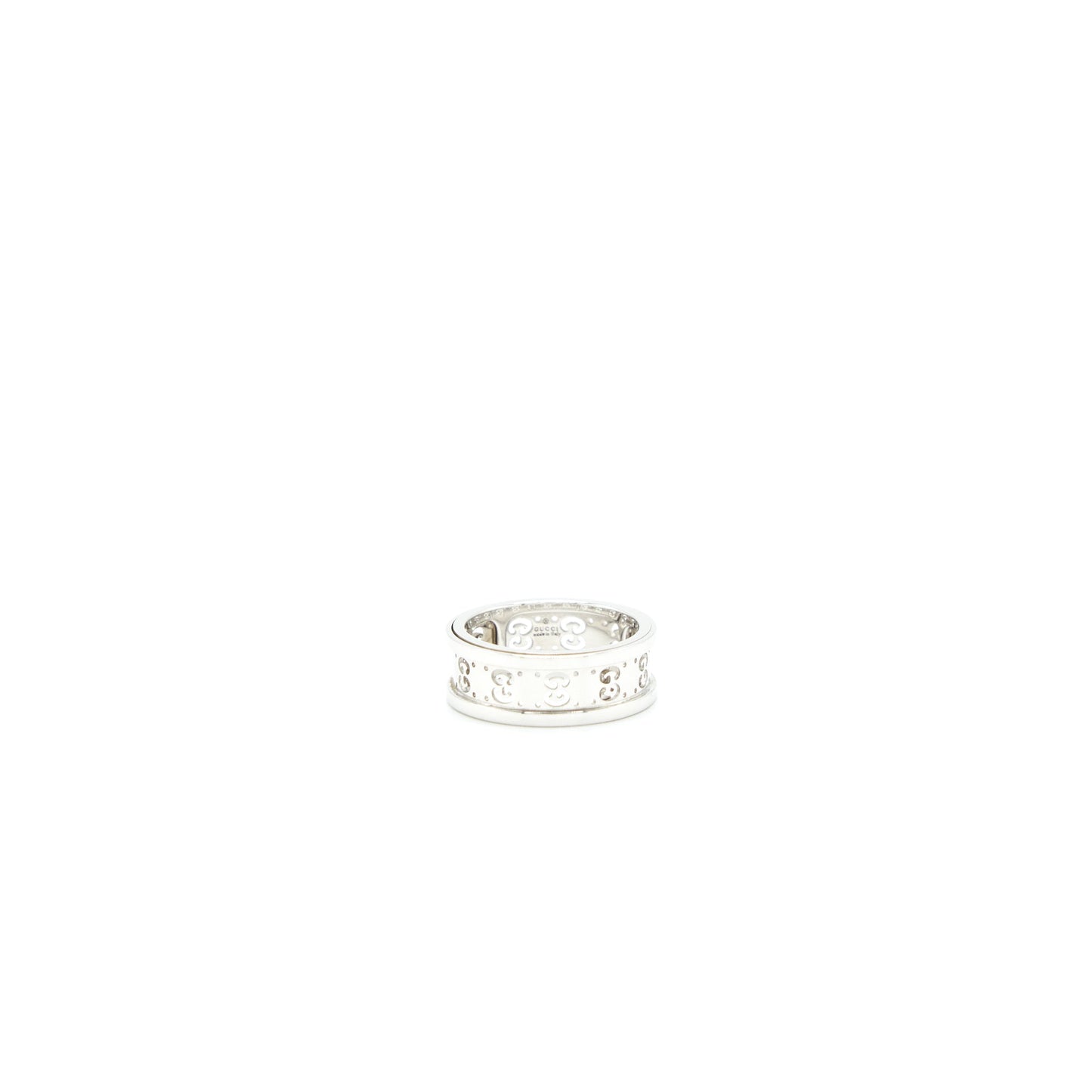 Gucci size 10 GG Logo Ring 18k White Gold