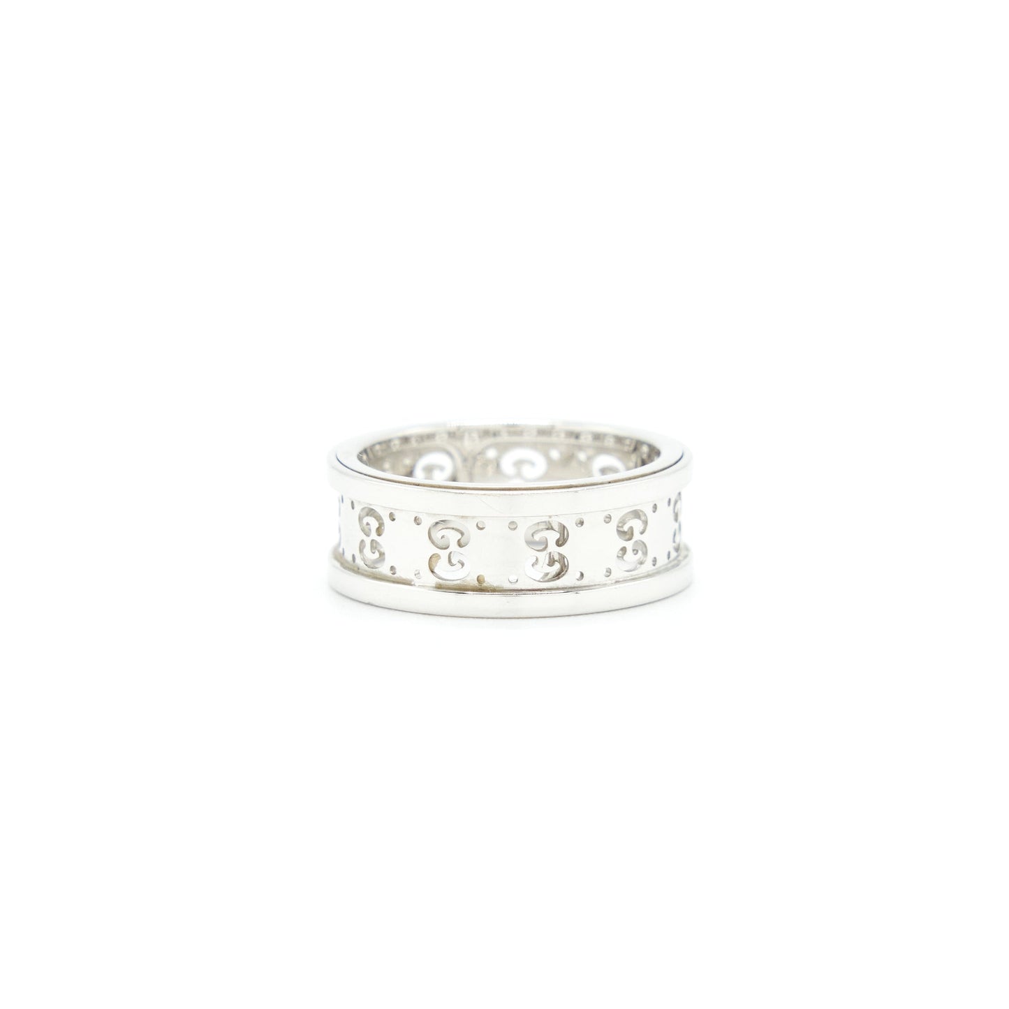 Gucci size 10 GG Logo Ring 18k White Gold