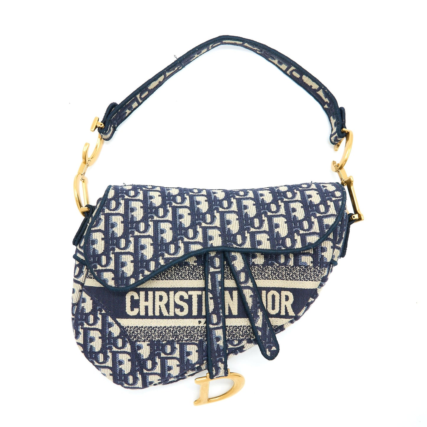 Luxury Dior Saddle Bag Blue Oblique Embroidery GHW
