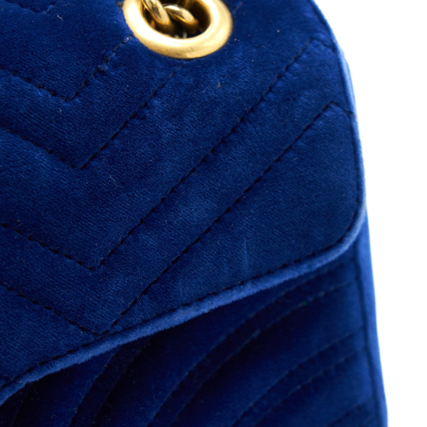 GUCCI VELVET SMALL GG MARMONT BAG BLUE