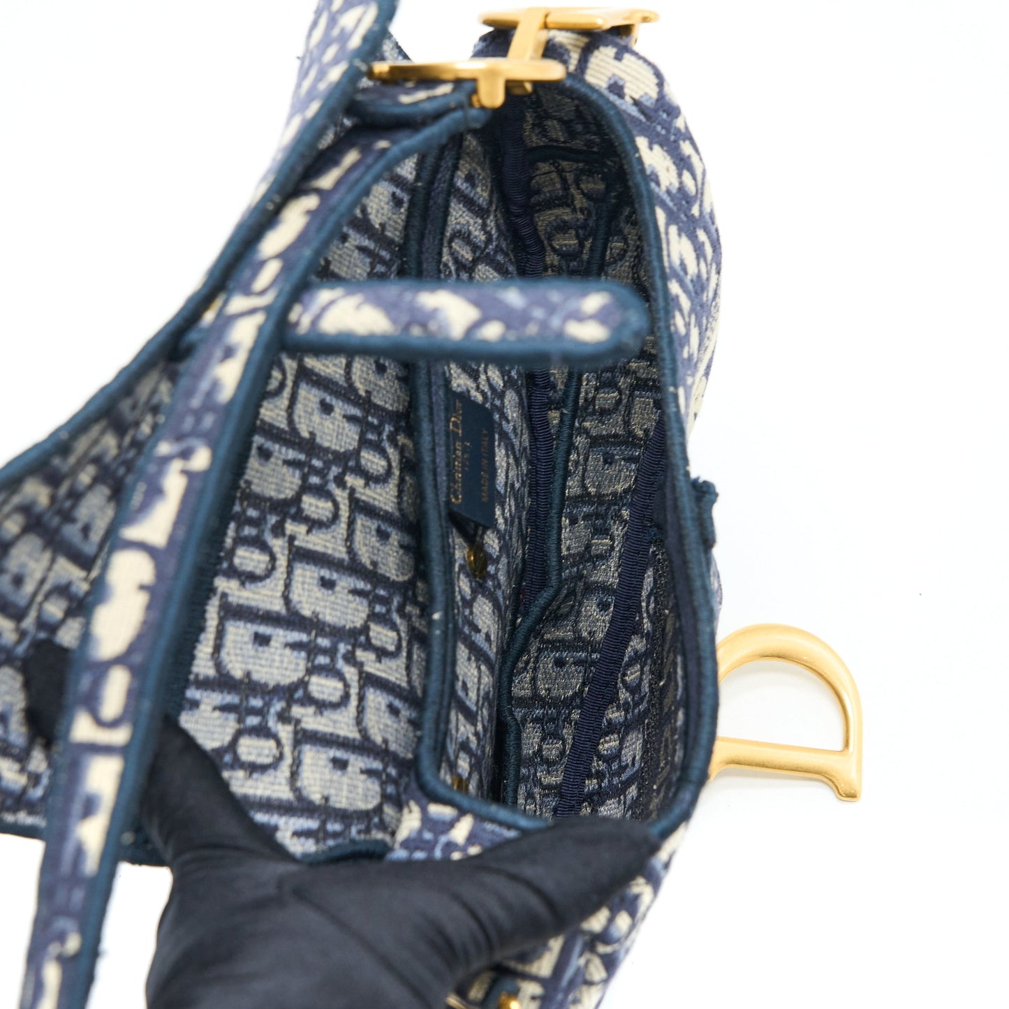 Luxury Dior Saddle Bag Blue Oblique Embroidery GHW