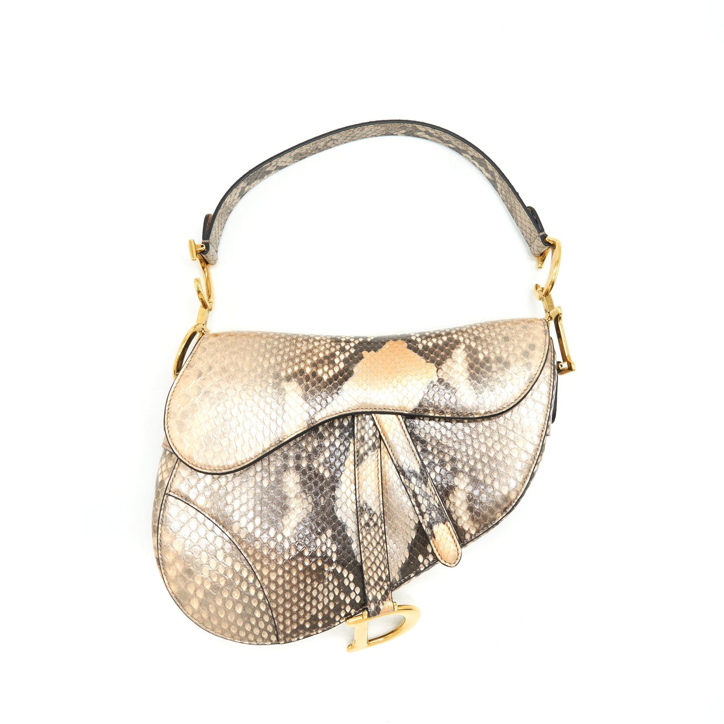 Luxury Dior Python Medium Saddle Bag GHW