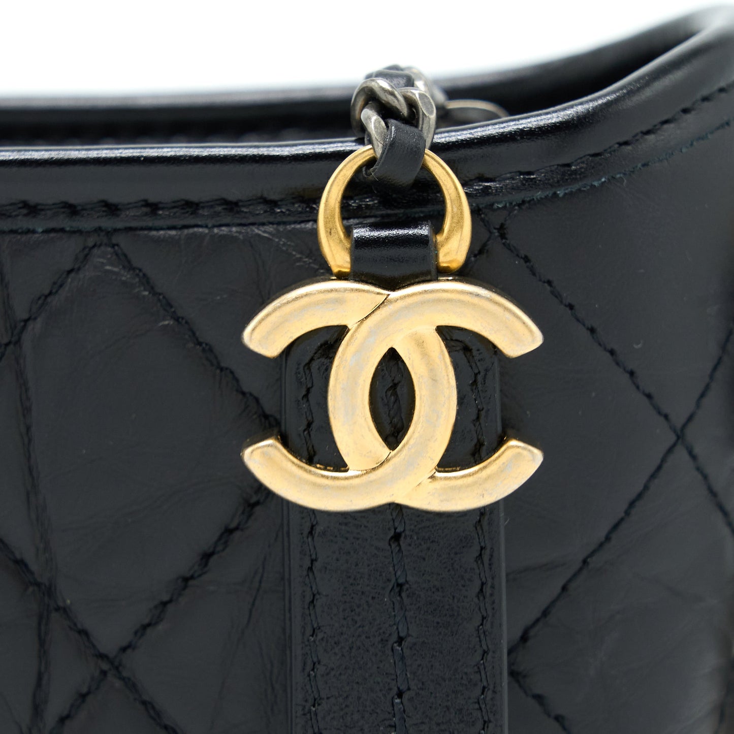 Chanel Small Gabrielle Hobo Bag Aged Calfskin Black Multicolour Hardware (Microchip)