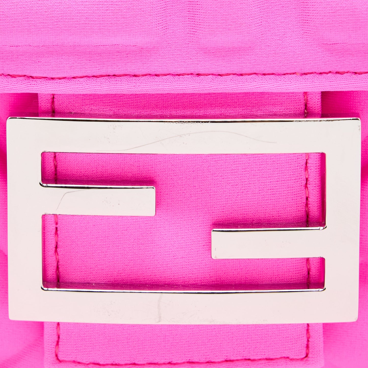 Fendi Baguette Bag Lycra FF Embossed Bright Pink SHW