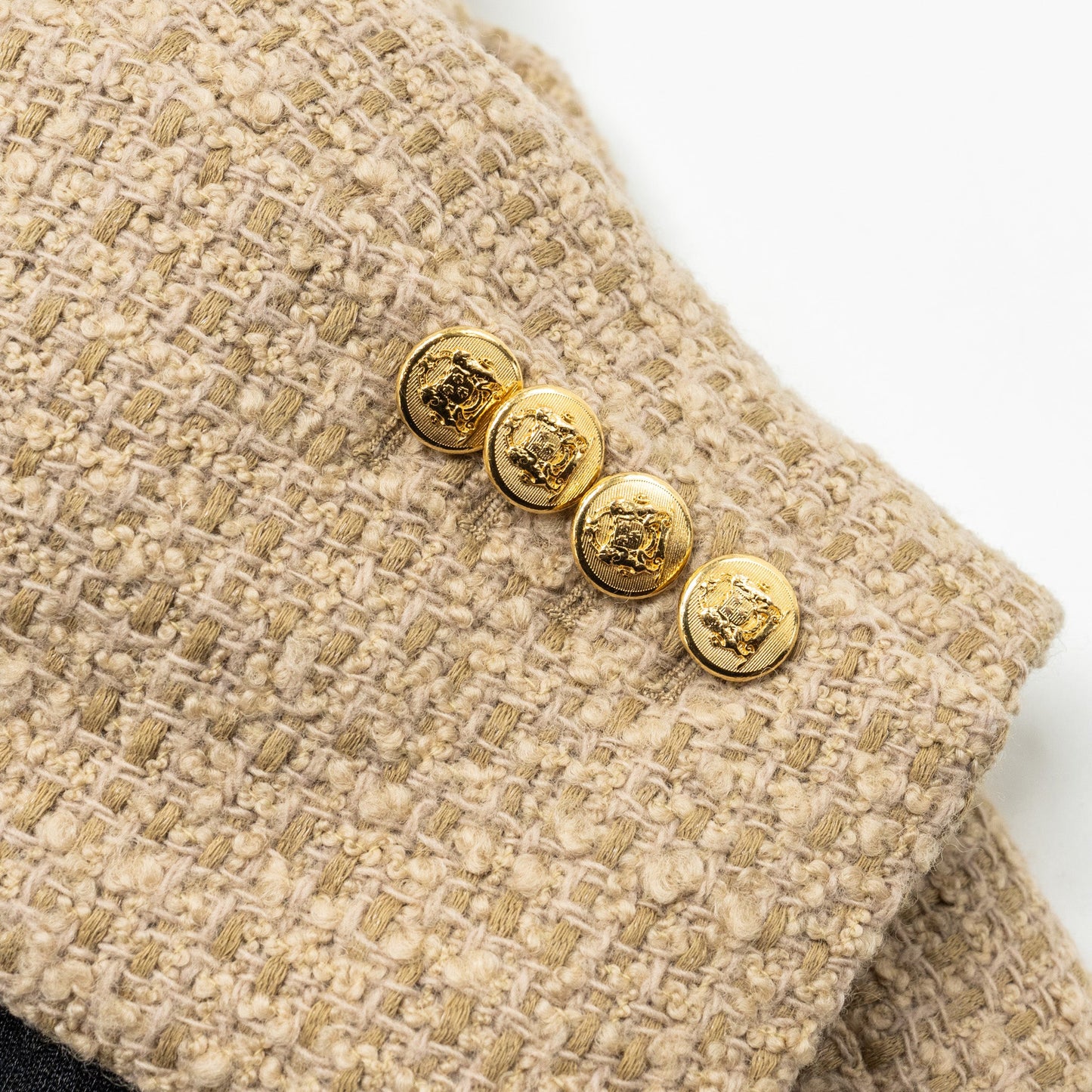 Celine size 34 Chasseur Jacket in Braided Boucle Tweed Corde beige