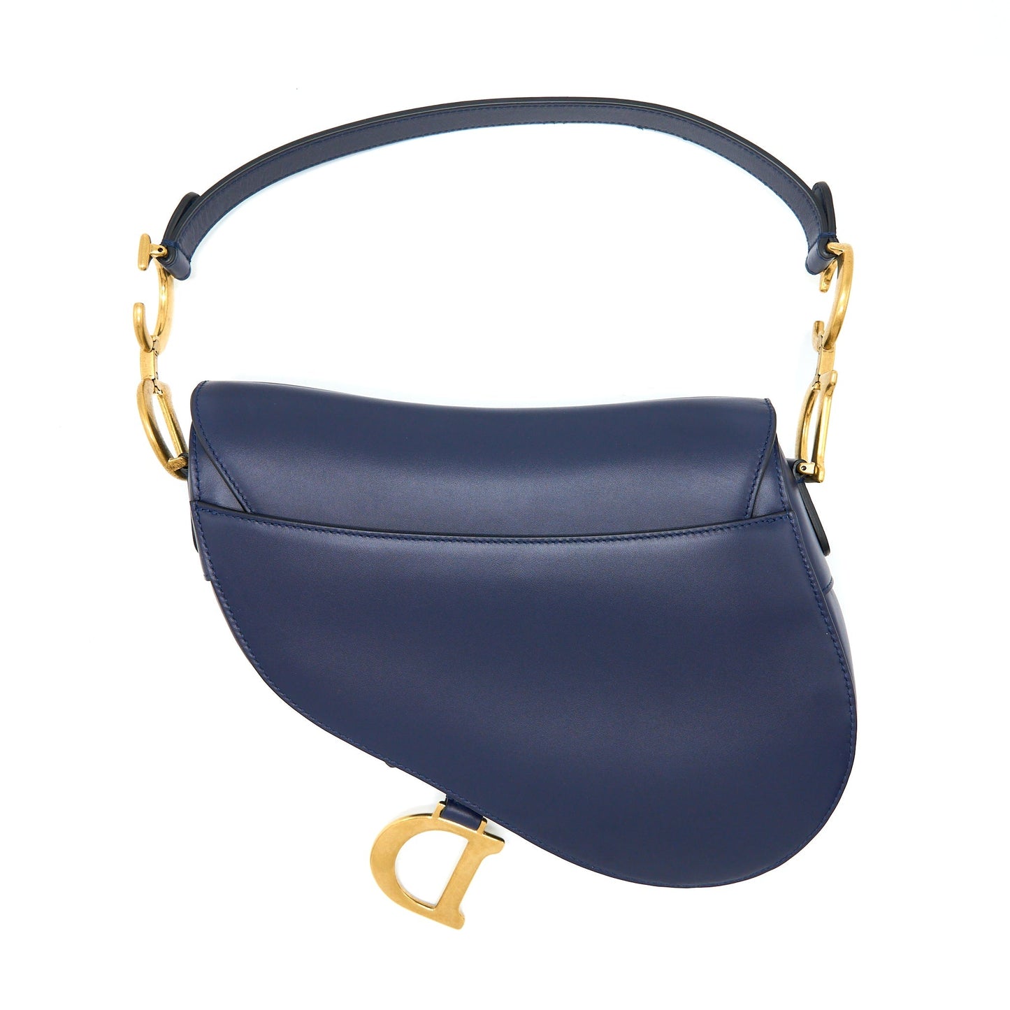 Luxury Dior Medium Saddle Bag Smooth Calfskin Navy GHW