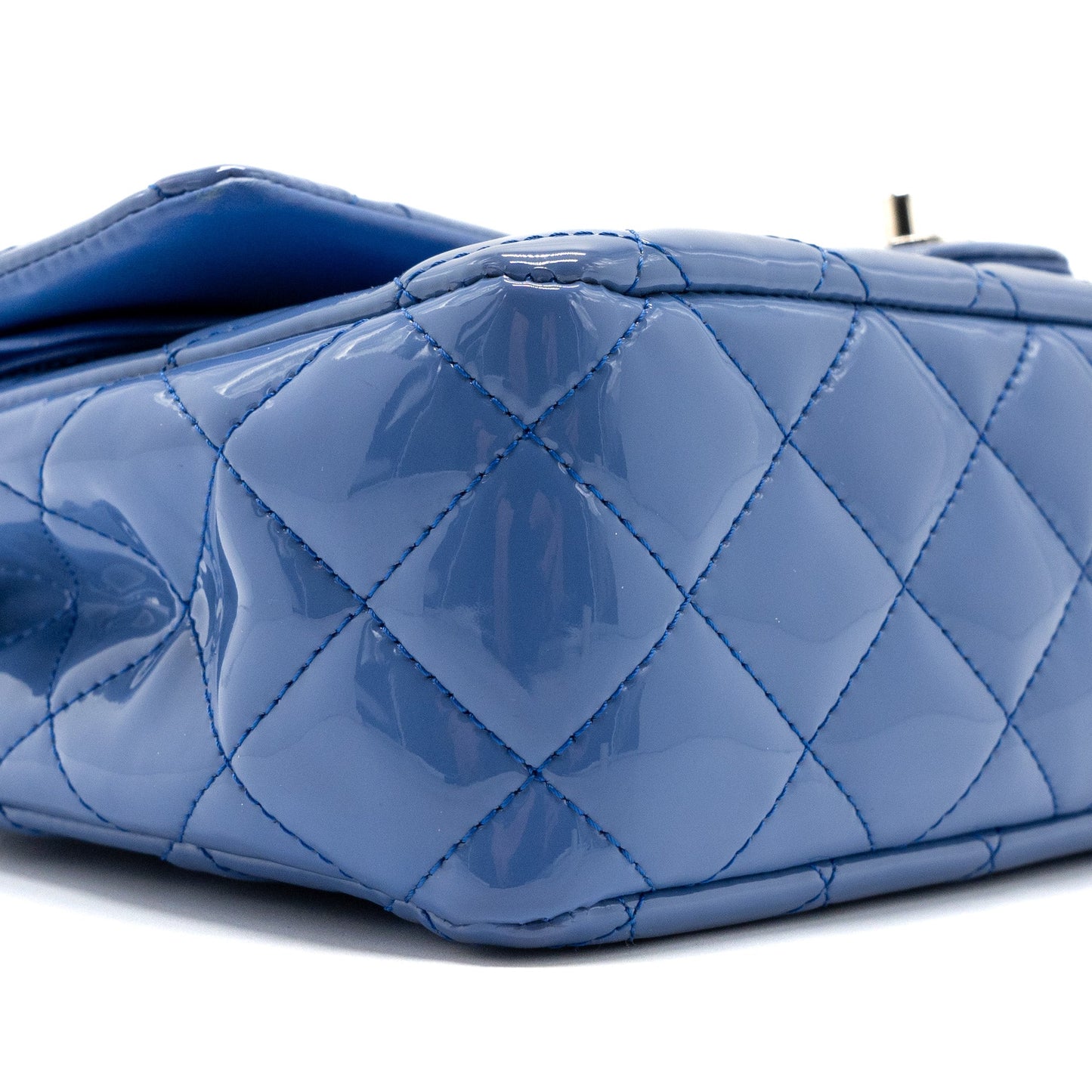 Chanel Medium Classic Double Flap Bag Patent Light Blue SHW