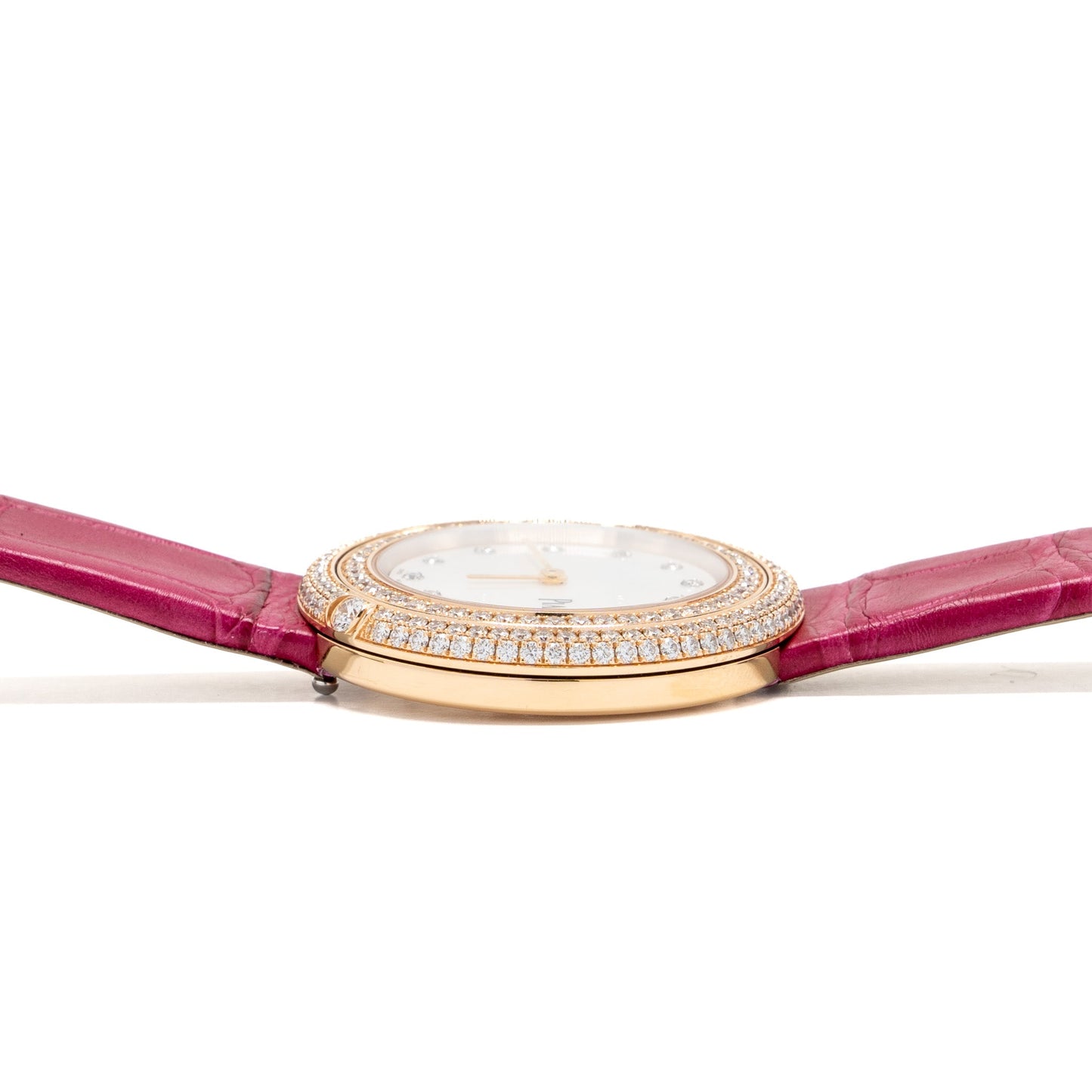 Piaget 34mm Possession Watch White Mother of Pearl Rose Gold, Diamonds Alligator Strap Model:G0A45092
