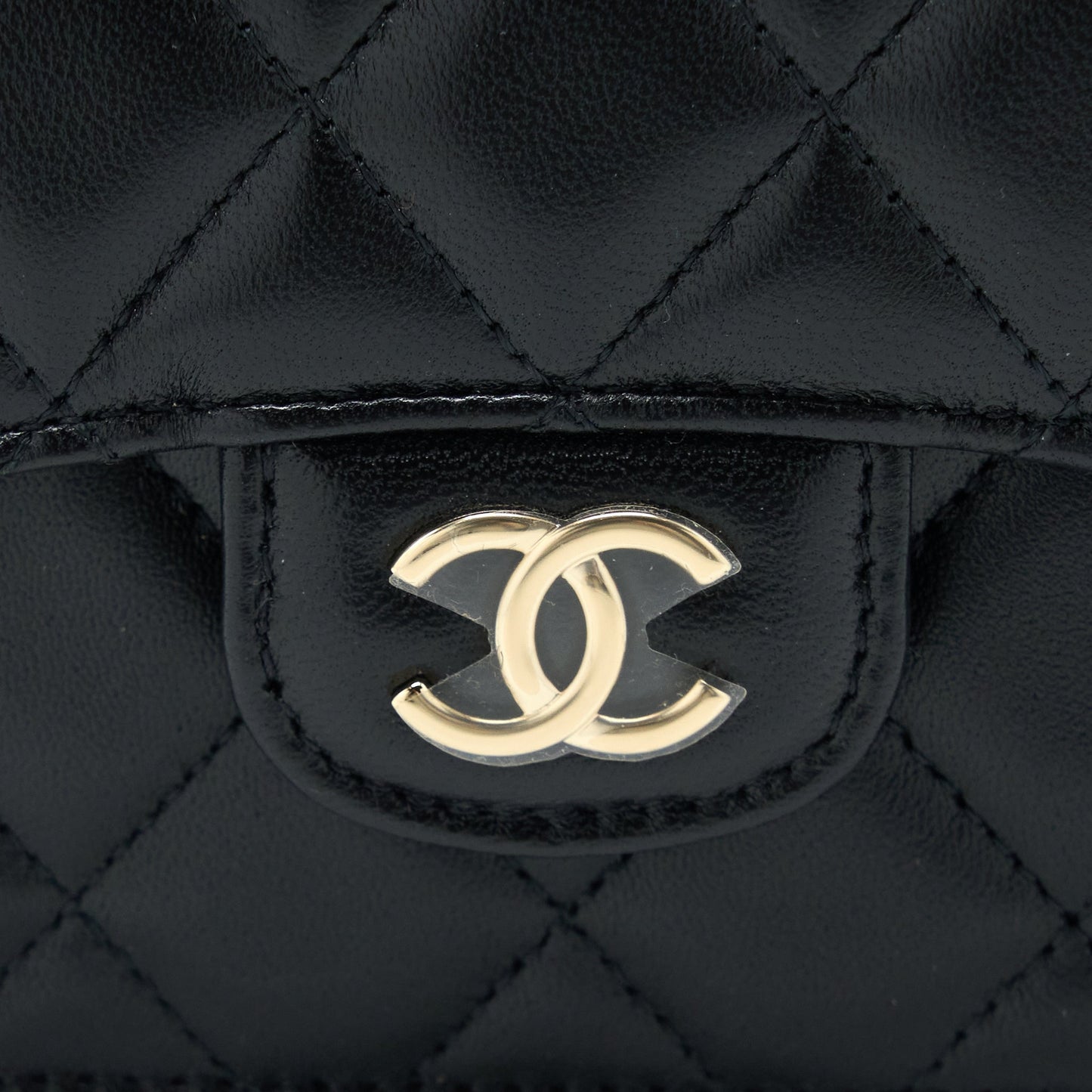 Chanel Mini Top Handle Flap Bag Lambskin Black LGHW