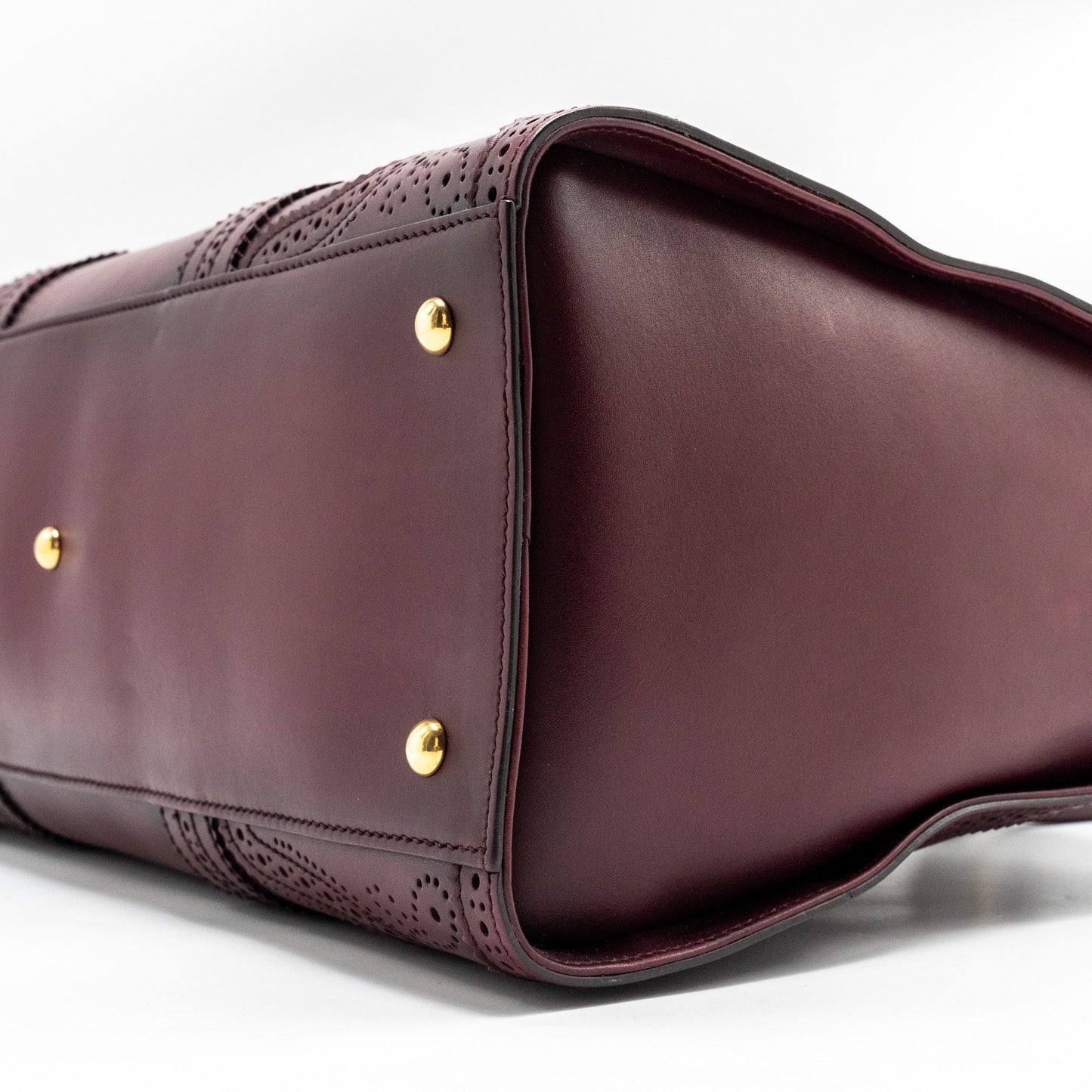 Gucci Vintage Duilio Brogue Boston Bag Calfskin Burgundy GHW
