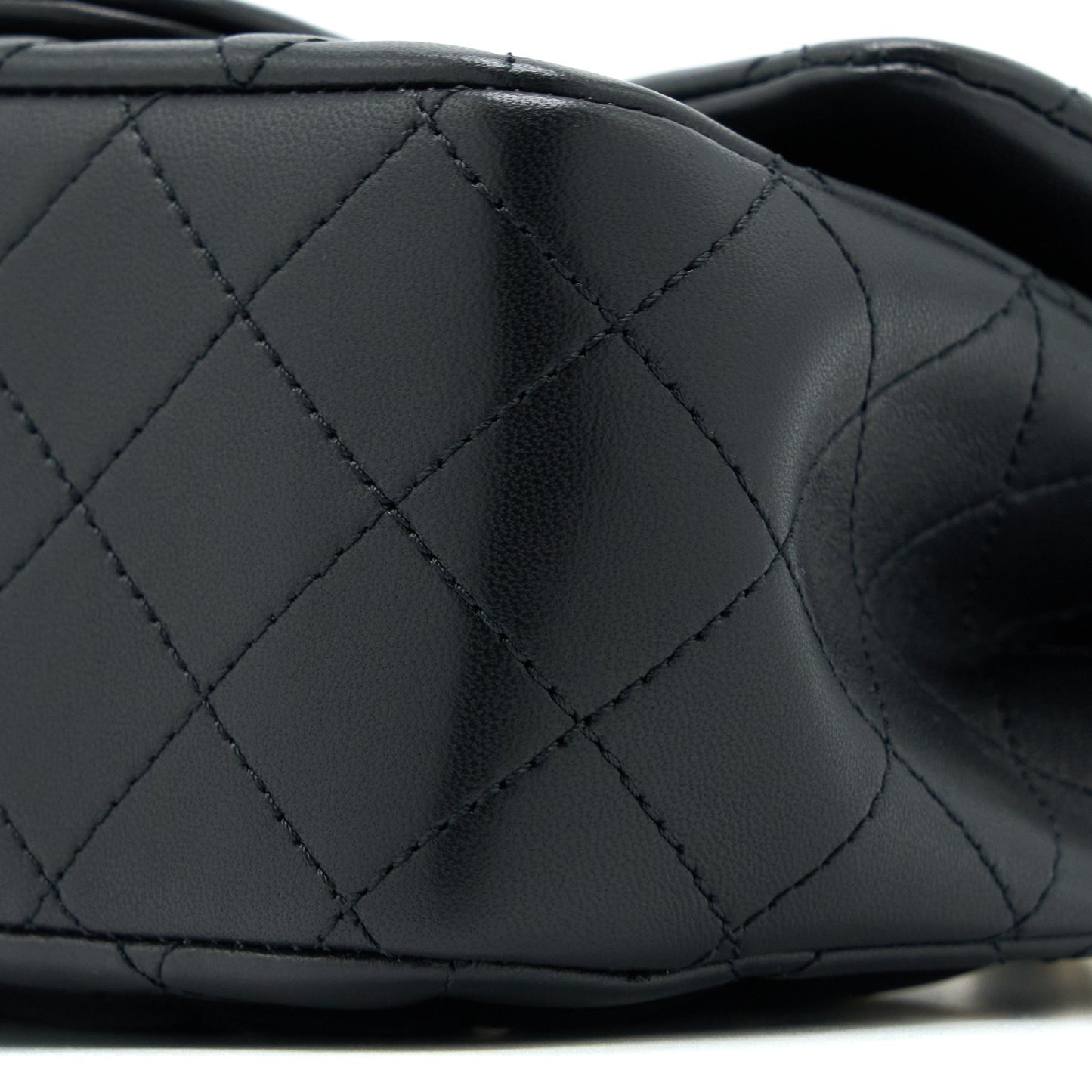 Chanel 23C Pearl Crush Mini Square Flap Bag Lambskin Black LGHW (Microchip)