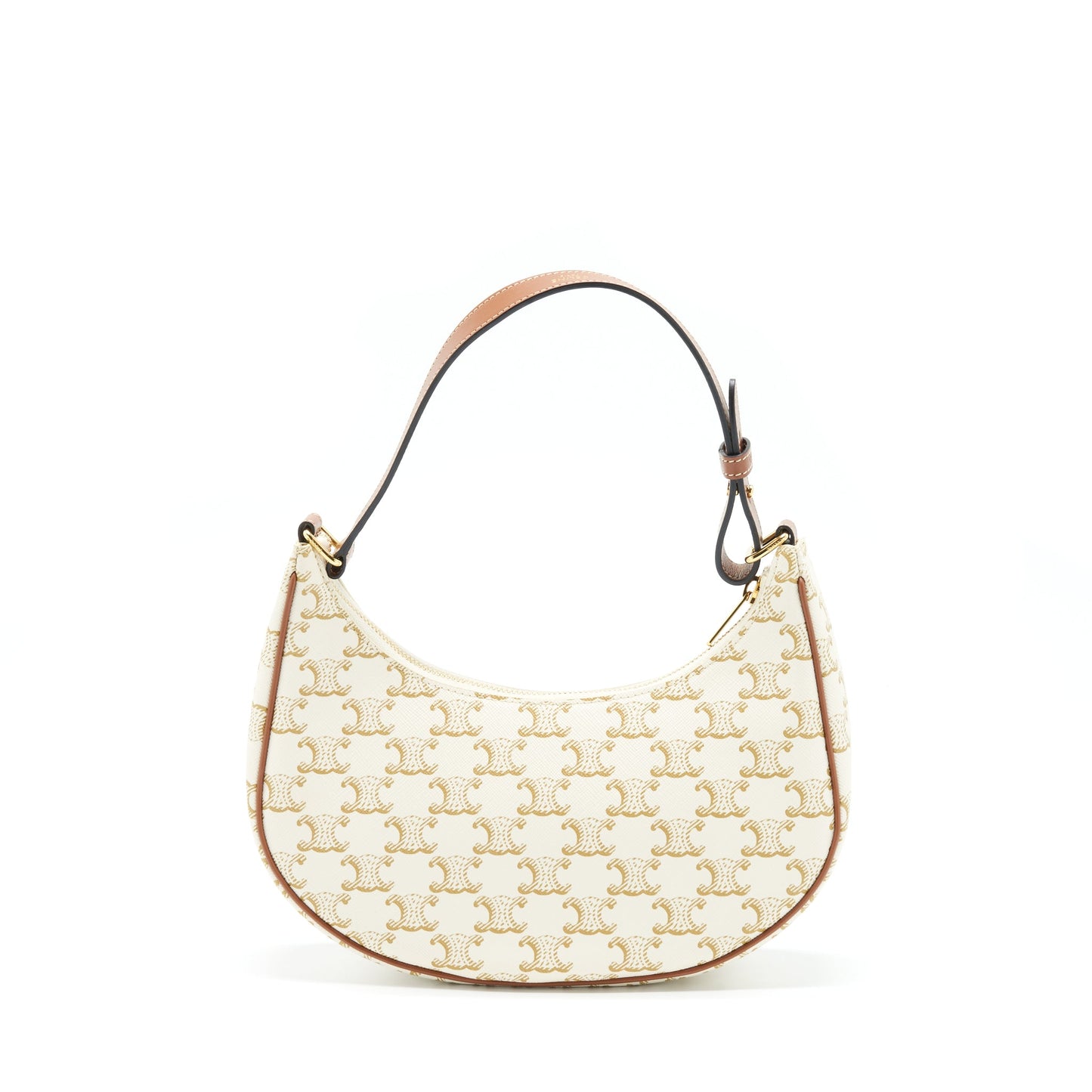 Celine Ava Bag Triomphe Canvas And Leather White GHW
