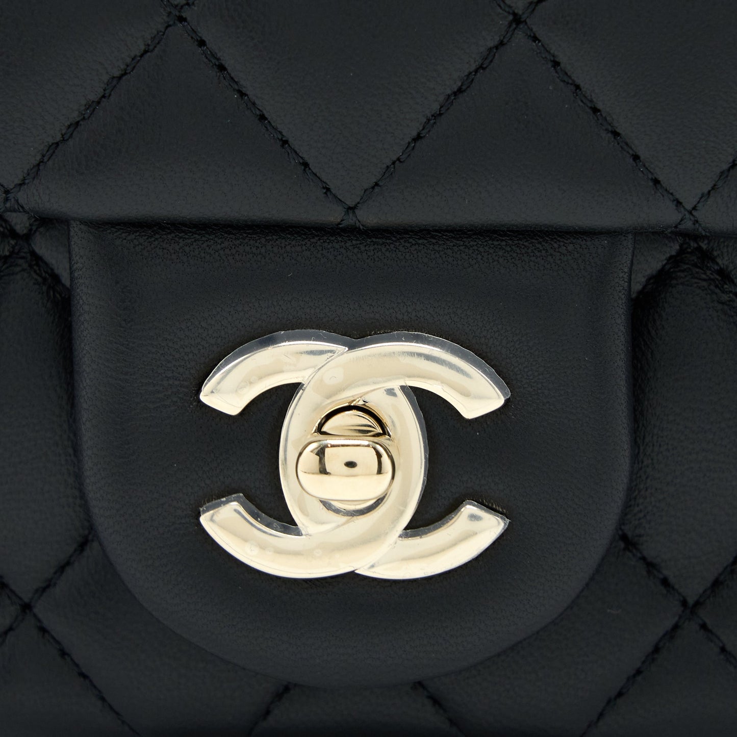 Chanel 23C Pearl Crush Mini Square Flap Bag Lambskin Black LGHW (Microchip)