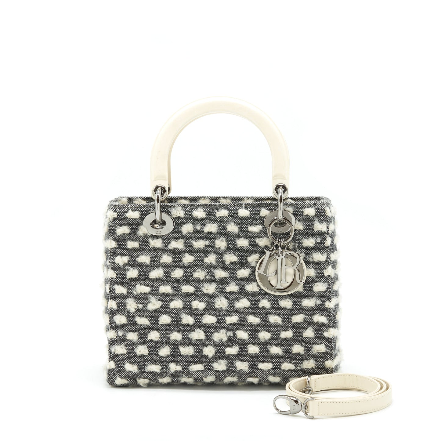 Luxury Dior Vintage Medium Lady Luxury Dior Cotton Design Grey/ White SHW