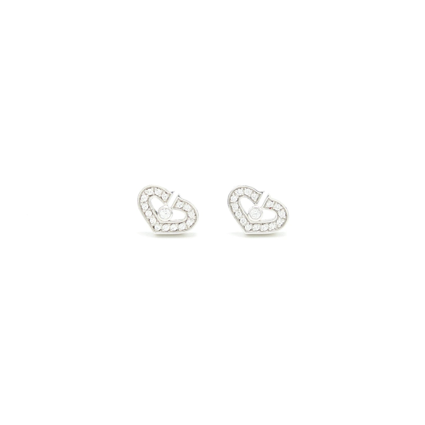 Cartier Mini Heart Earings White Gold with Dimonds