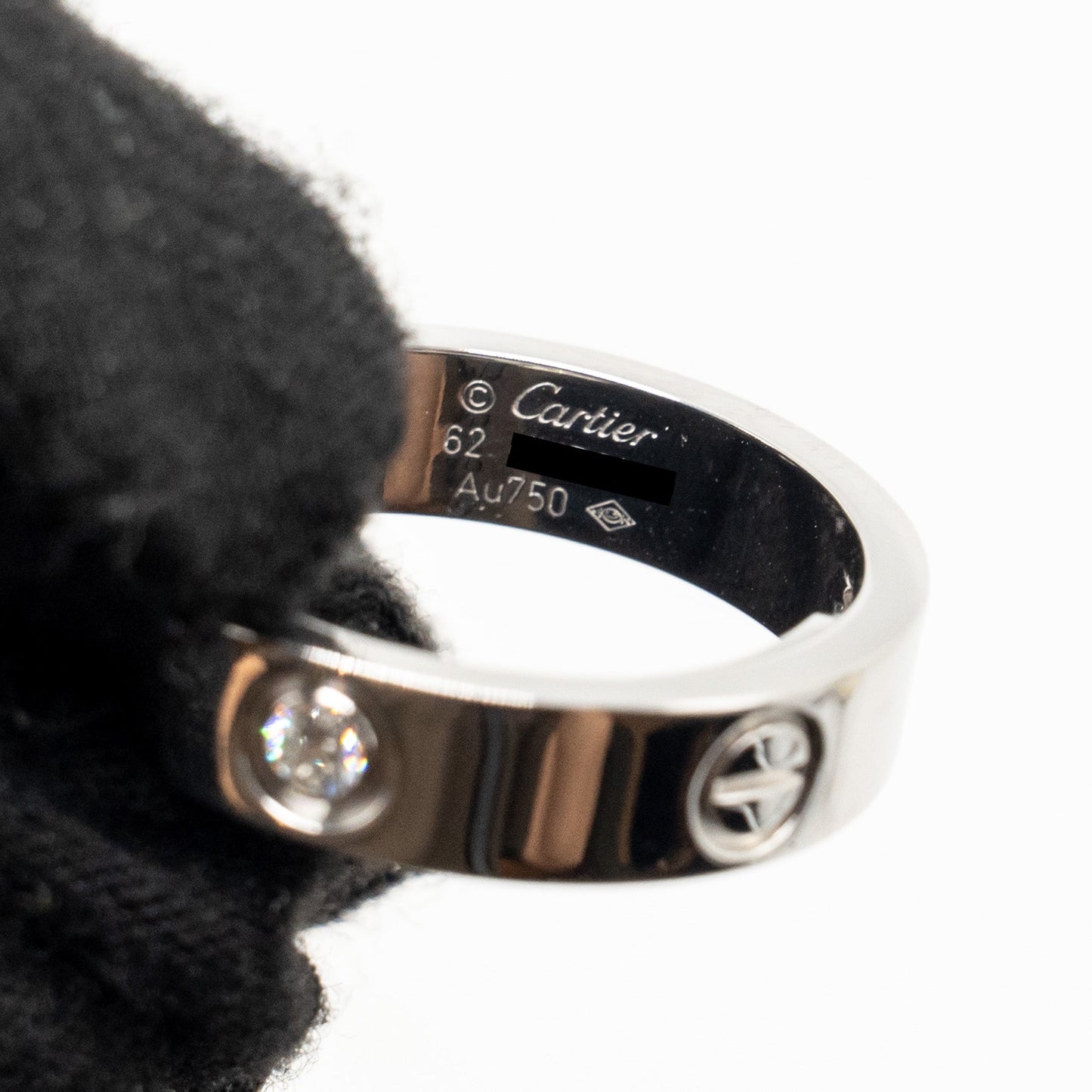 Cartier Size 59 Love Ring White Gold with 3 Diamonds