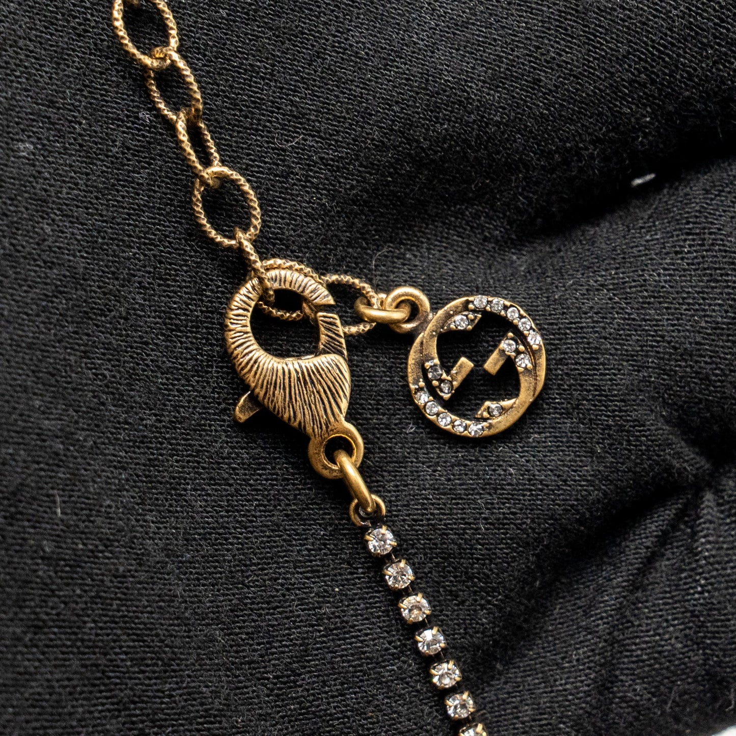 Gucci Bee Necklace and Bracelet Crystal/Pearl Gold Tone (Sell in a Set)
