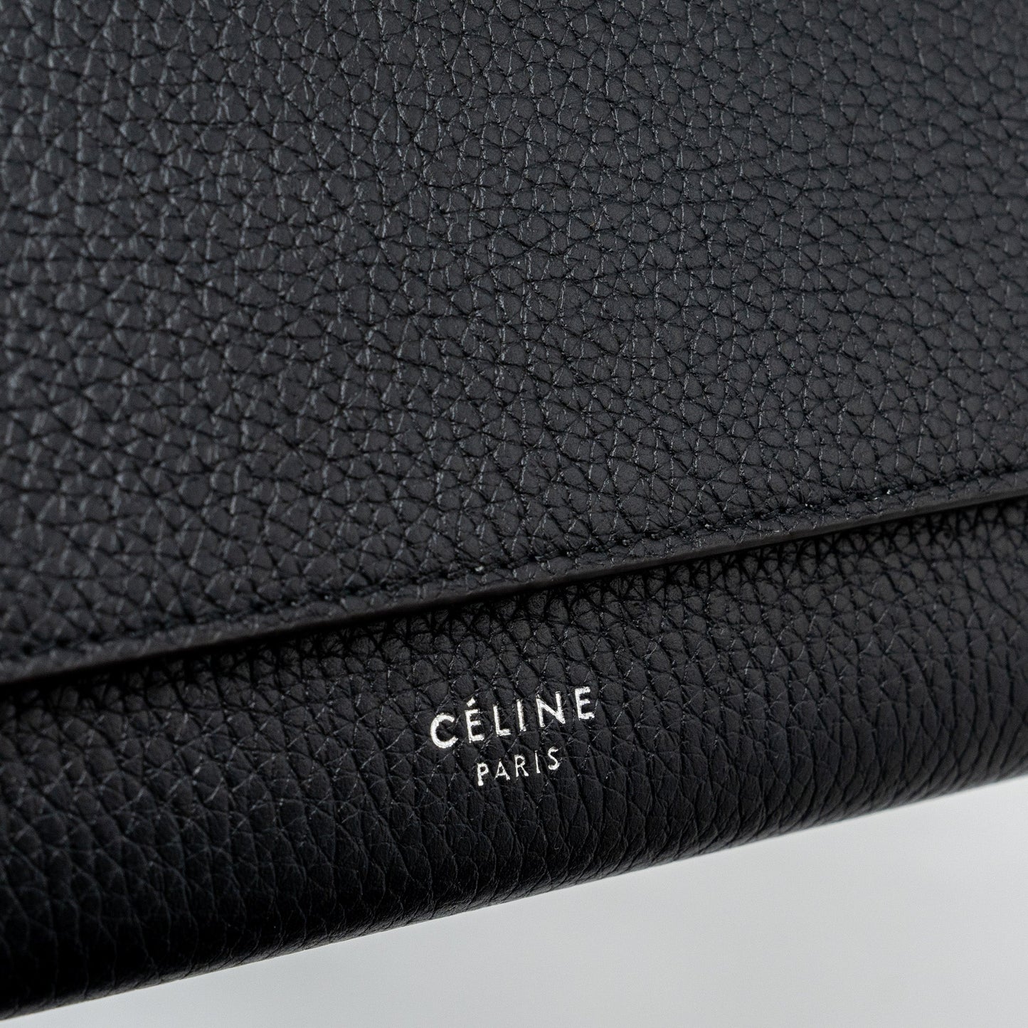 Celine Long Wallet Grained Calfskin Black SHW