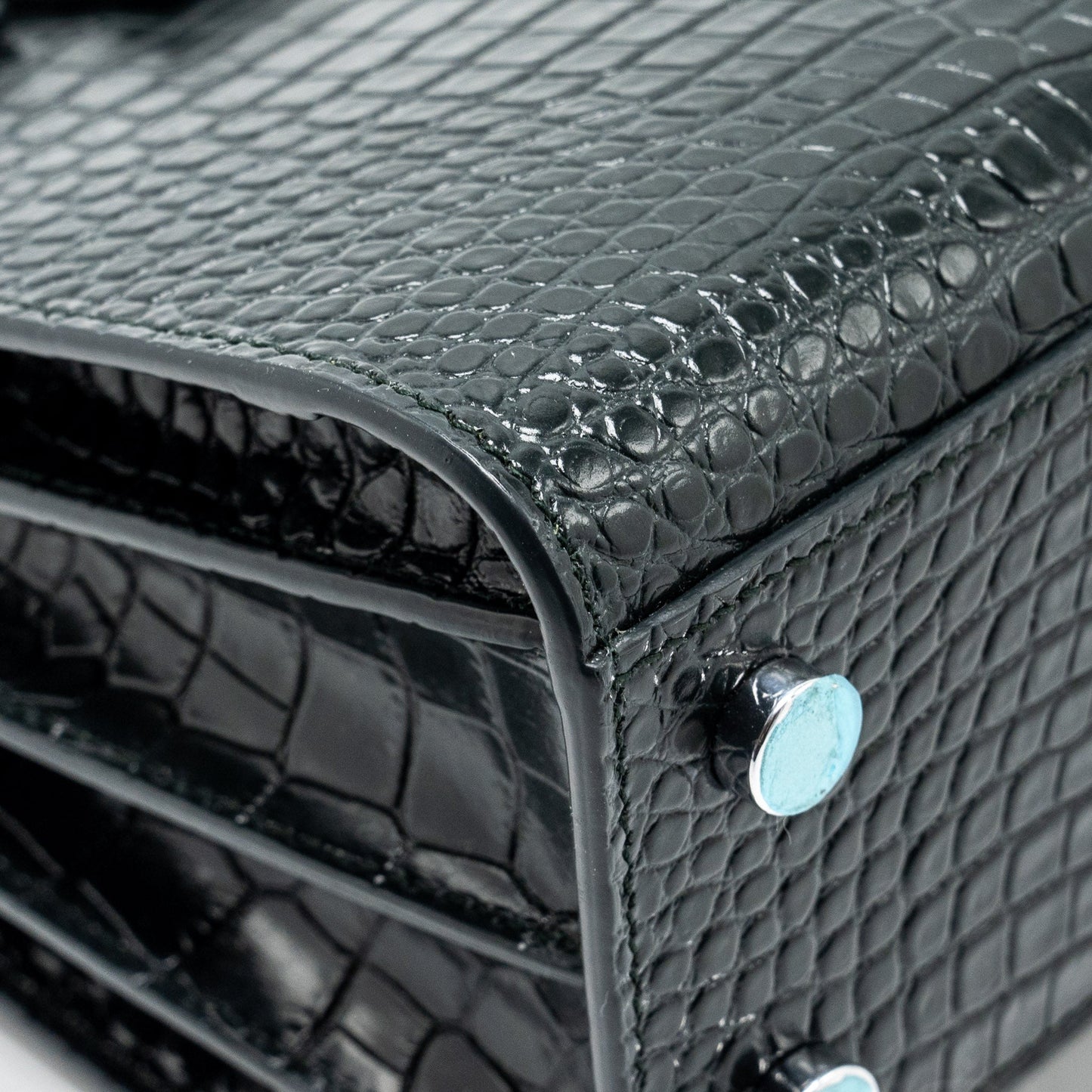 Saint Laurent/YSL Sac de Jour Nano Croc-embossed Calfskin Dark Green SHW