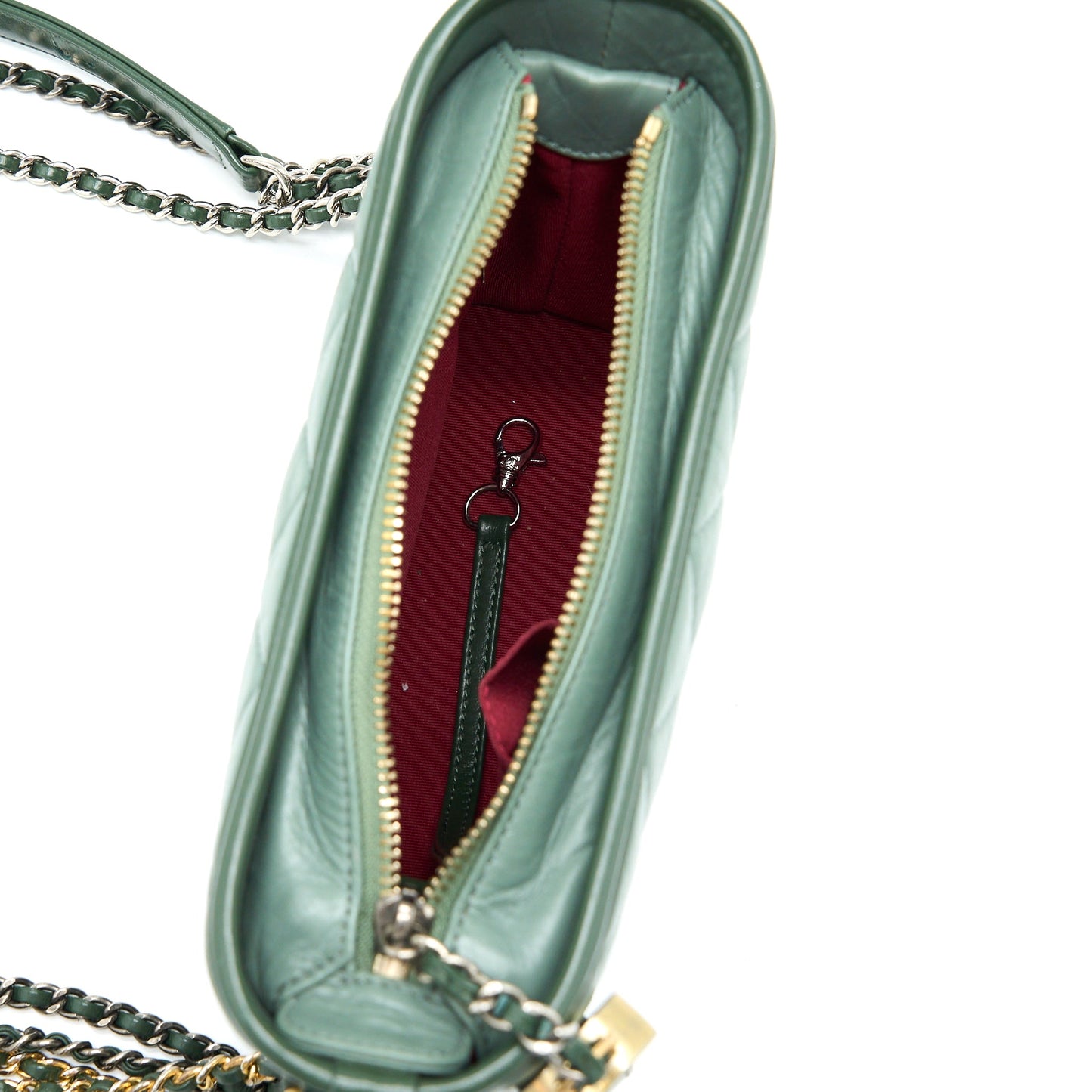 Chanel Small Gabrielle Hobo Bag Aged Calfskin Green Multicolour with Multicolour Hardware