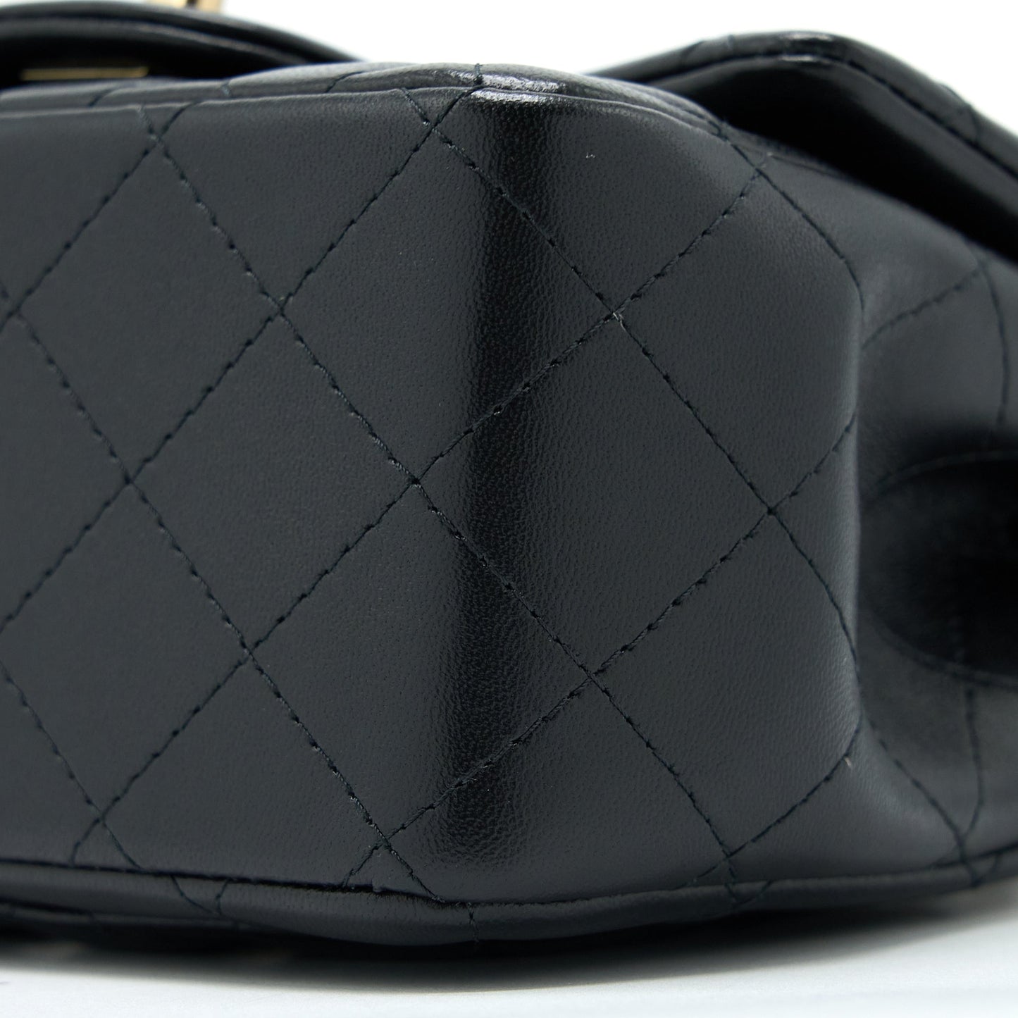 Chanel Classic Mini Square Flap Bag Lambskin Black LGHW (Microchip)