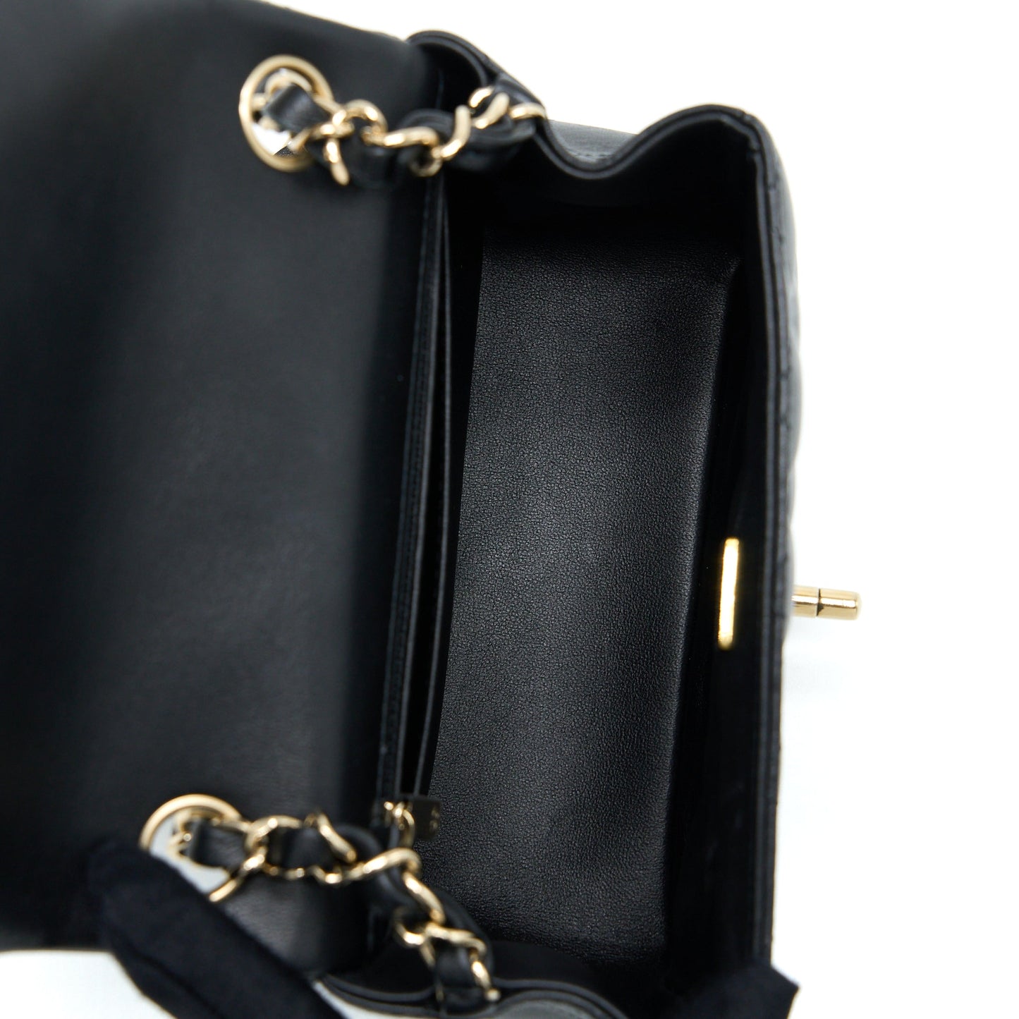 Chanel Classic Mini Square Flap Bag Lambskin Black LGHW (Microchip)
