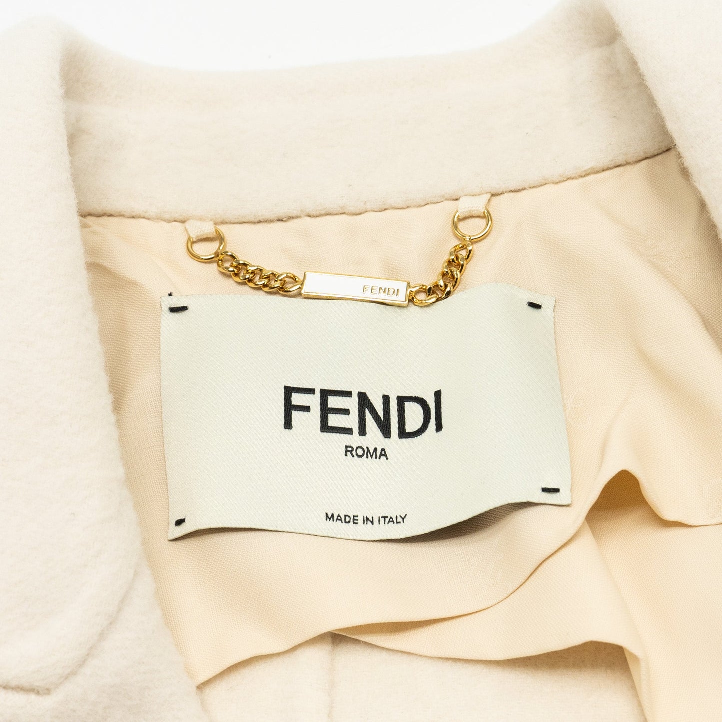 FENDI Size 36 Double Breasted Coat Wool White