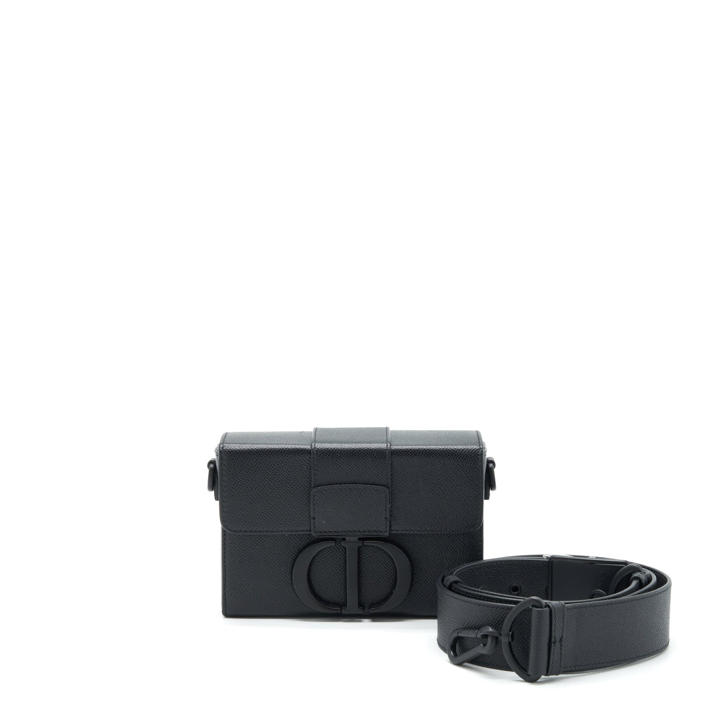 Luxury Dior 30 Mini Montaign Box Grained Calfskin Black With Black Hardware