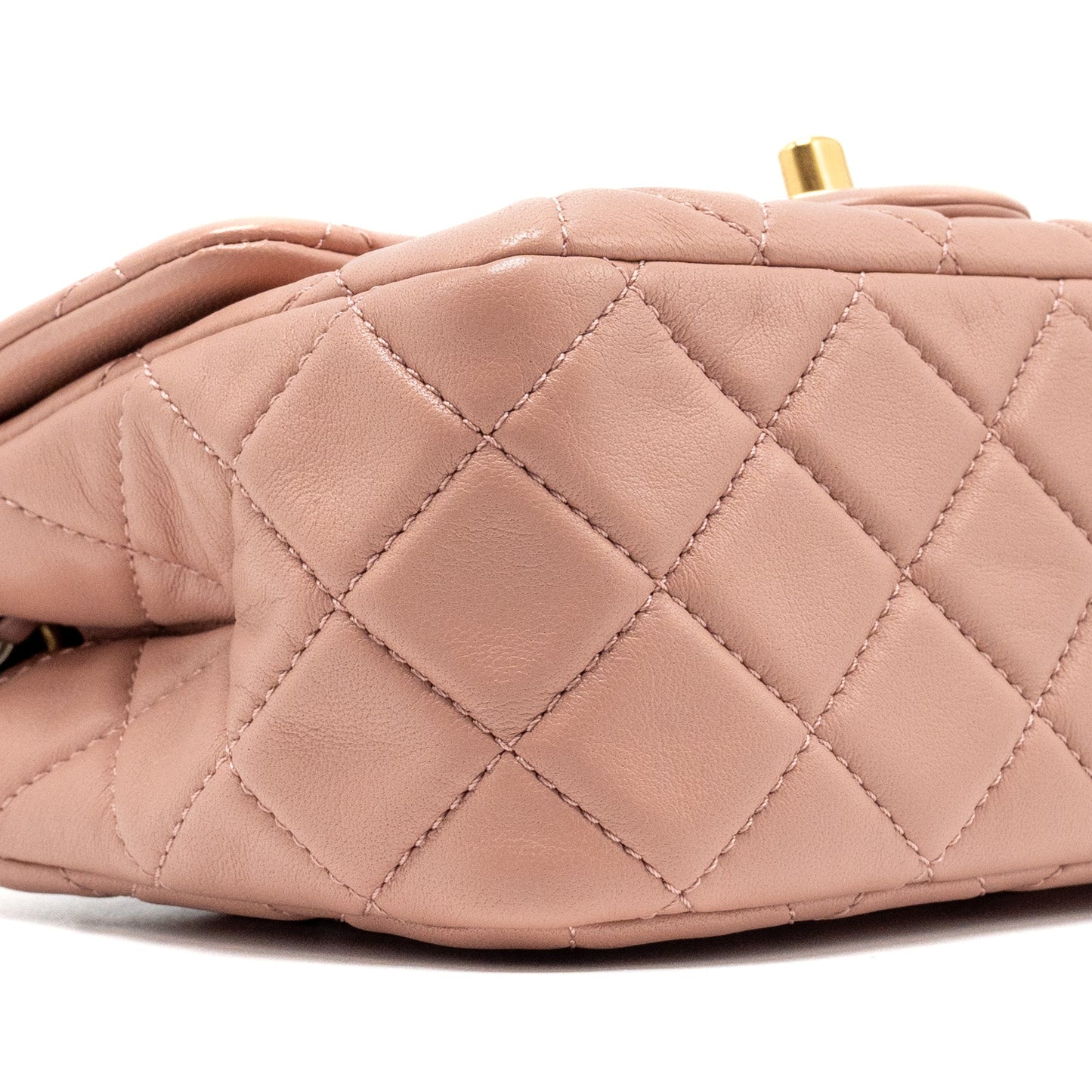 Chanel Pearl Crush Mini Square Flap Bag Lambskin Pink GHW (microchip)