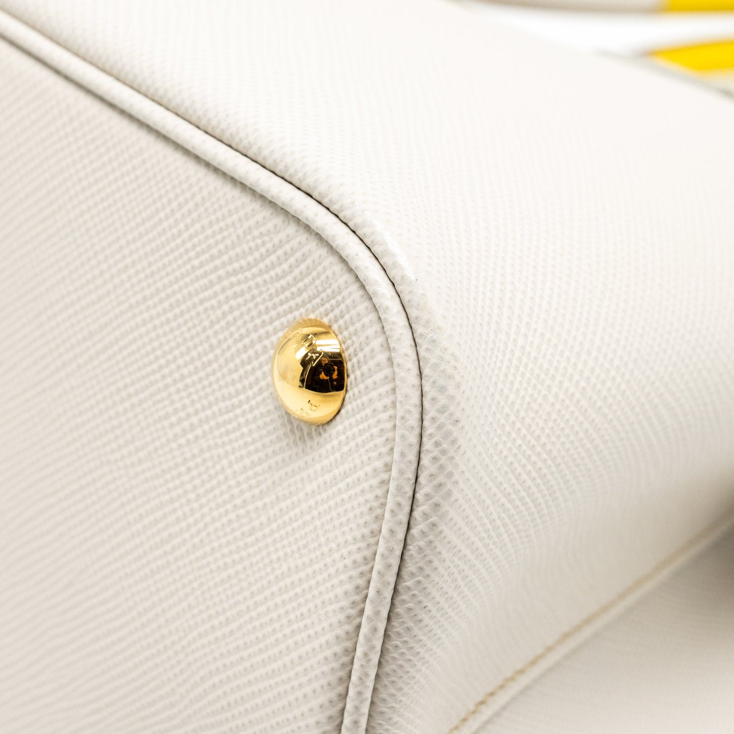 Prada Small Saffiano Cuir Tote Bag Calfskin White/Yellow GHW