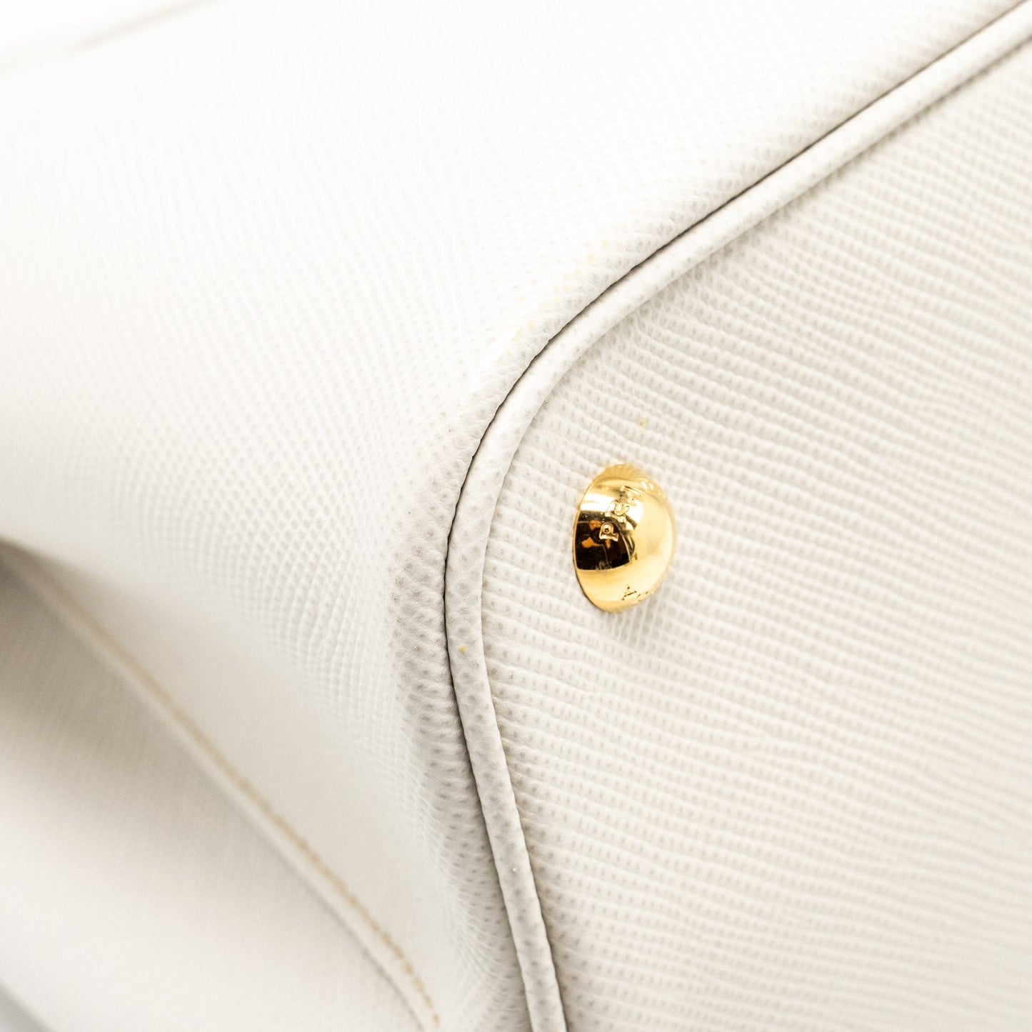 Prada Small Saffiano Cuir Tote Bag Calfskin White/Yellow GHW