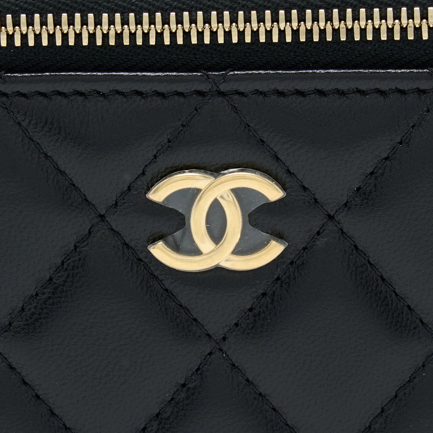 Chanel Long Vanity With Detailed Chain Lambskin Black GHW